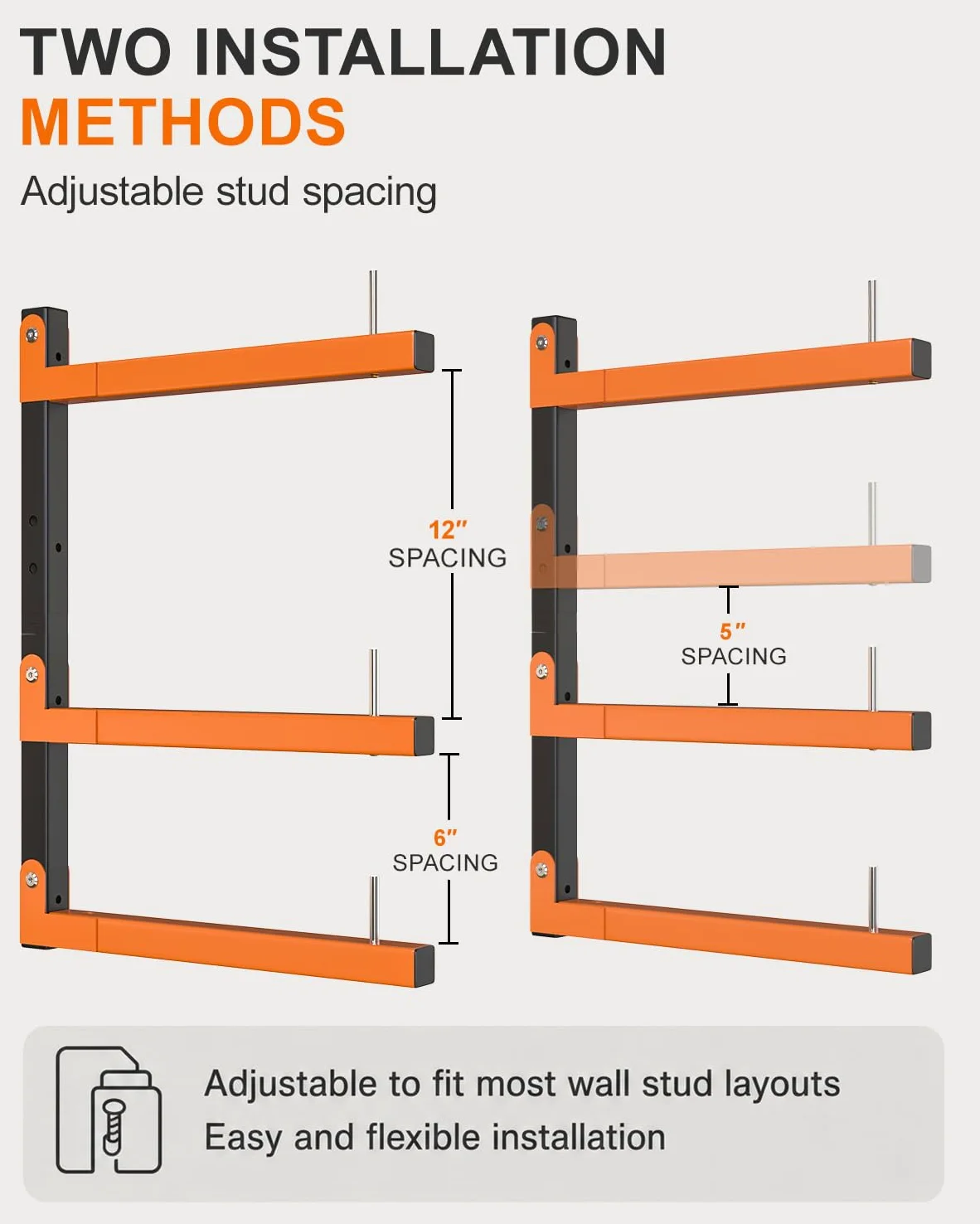 Acools Scaffale per legname, scaffale sopraelevato per garage, supporto da parete resistente, 2 scaffali in legno per organizzare e riporre negozi, organizer da parete in garage (confezione da 4)