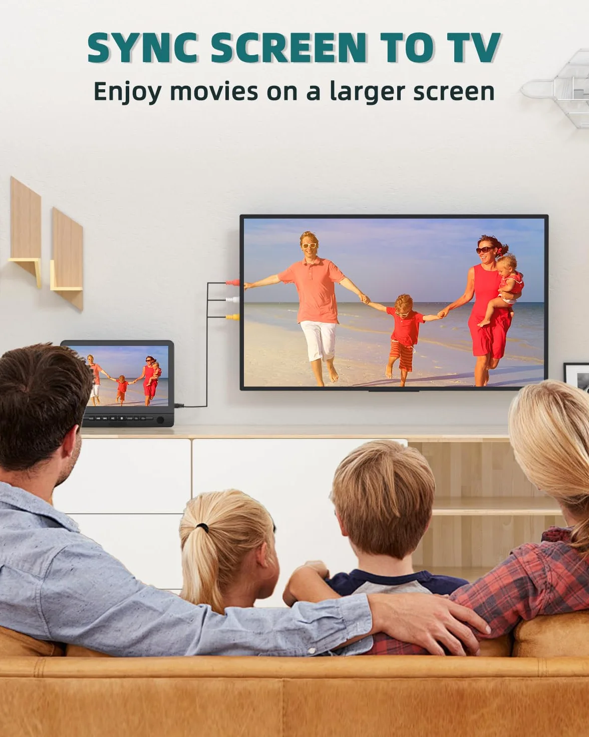 DESOBRY 12,5 '' lettore DVD per auto 2 schermo con batteria ricaricabile da 5 ore, due schermo auto, Poggiatesta per Auto Bambini TV Ultima memoria USB AV In/Out 12V