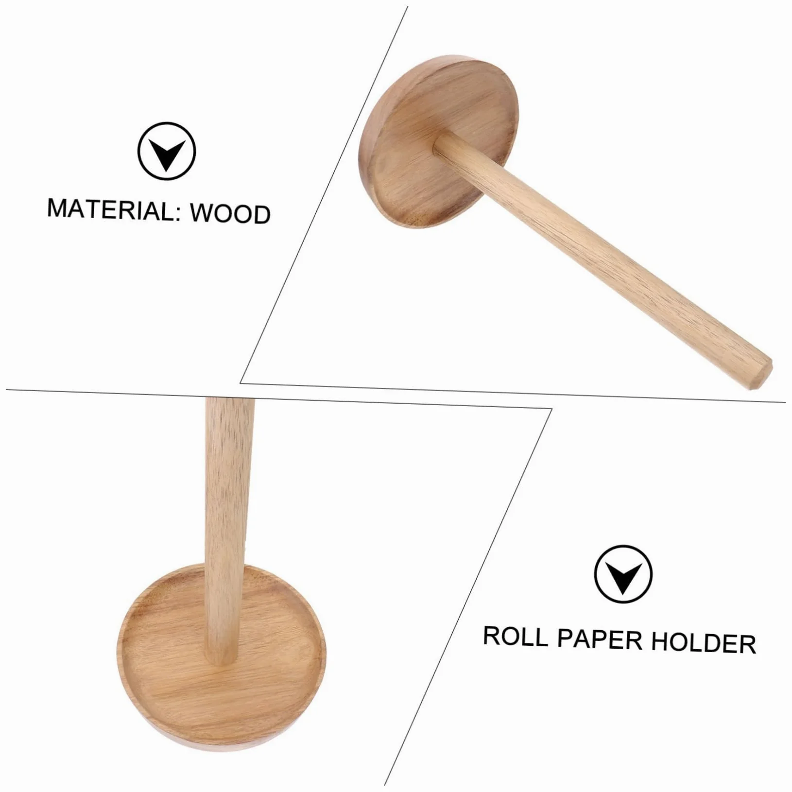 TOPBATHY Portarotolo da Bagno in Legno Solido, Marrone, Base Antiscivolo, Design Semplice e Creativo per Bagno Padronale e Cameretta