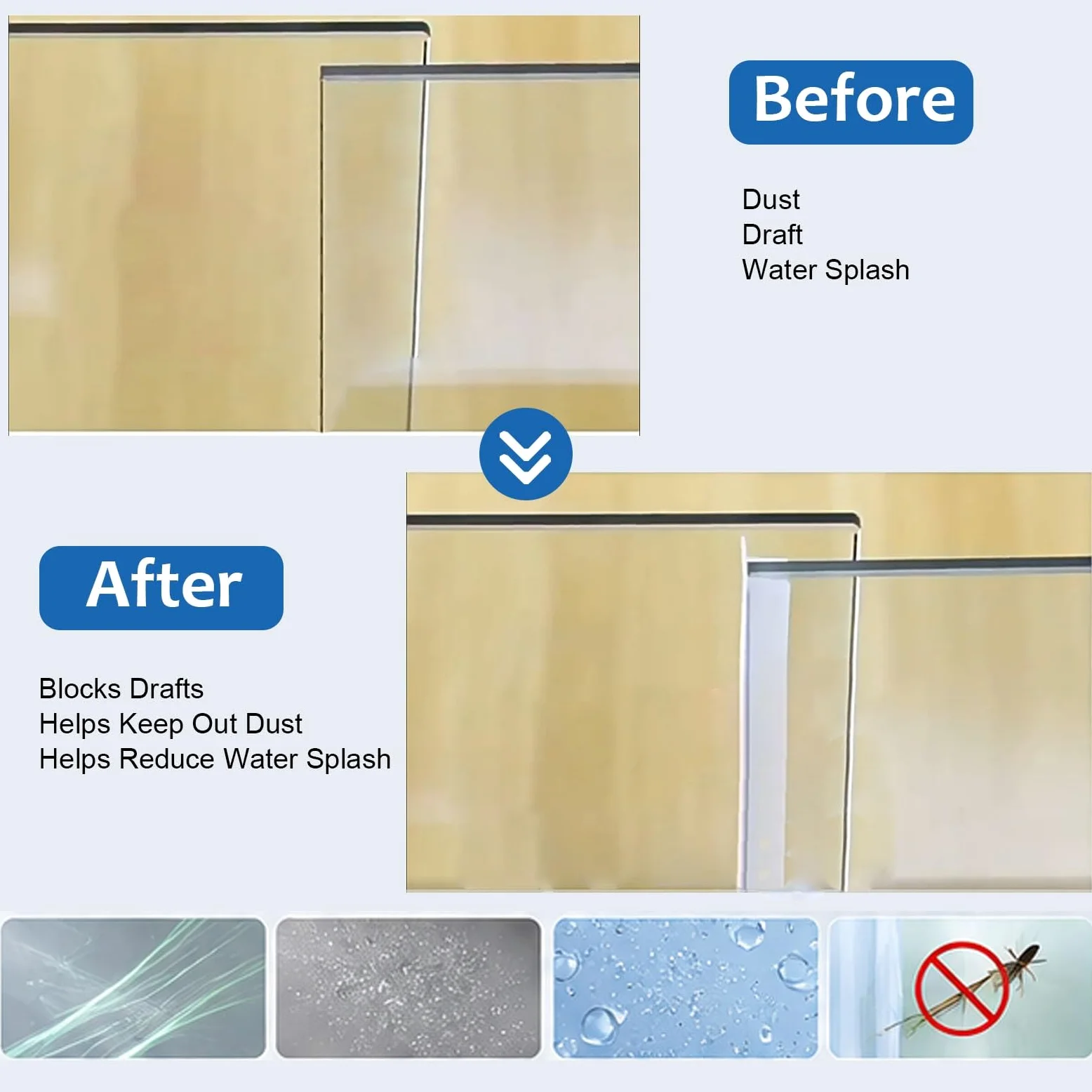 Guarnizione Laterale Per Porta Doccia Scorrevole In Vetro Da 6/8/10/12 Mm | Con Flip Da 20 Mm, Ferma Le Perdite Della Doccia, Crea Una Barriera D'acqua, Guarnizione Per Porta Della Doccia Del Bagno