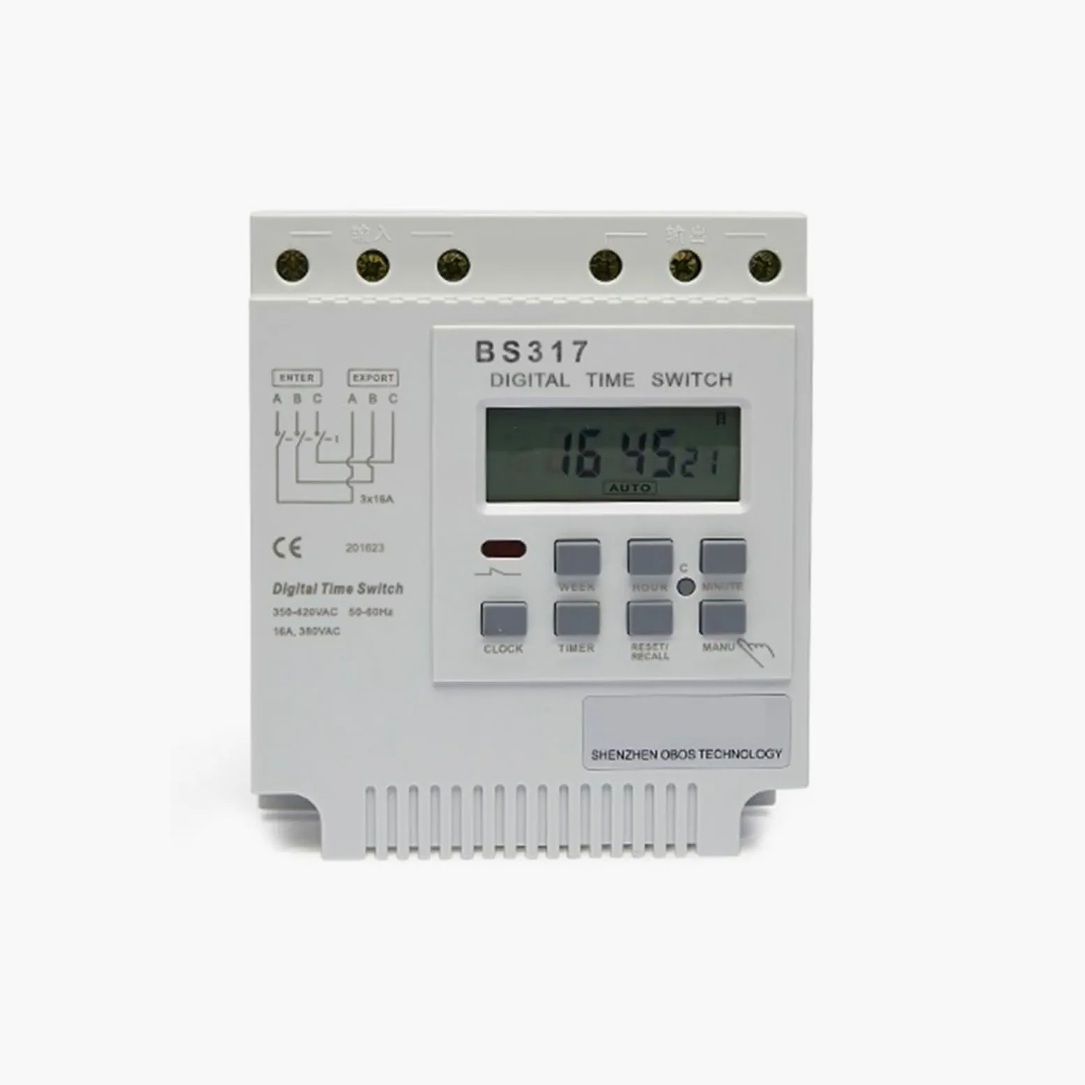RWRAPS microcomputer Interruttore Timer Timer DIN con Interruttore programmabile trifase 415VAC 25A con 16 Volte di accensione/spegnimento al Giorno, intervallo di impostazione dell'ora 1min-168H
