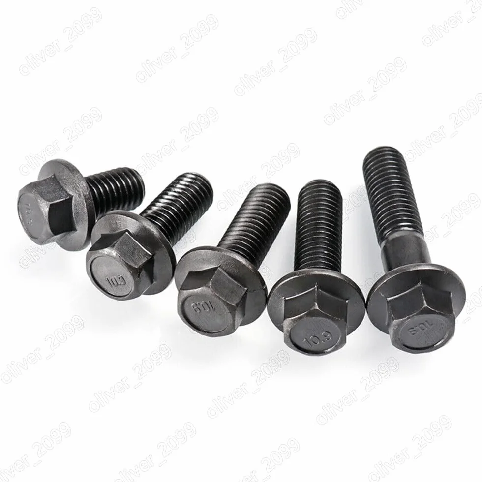 Viti a testa esagonale flangiata acciaio nero 10.9 M10 M12 M14 M16 M12x1.25x80mm