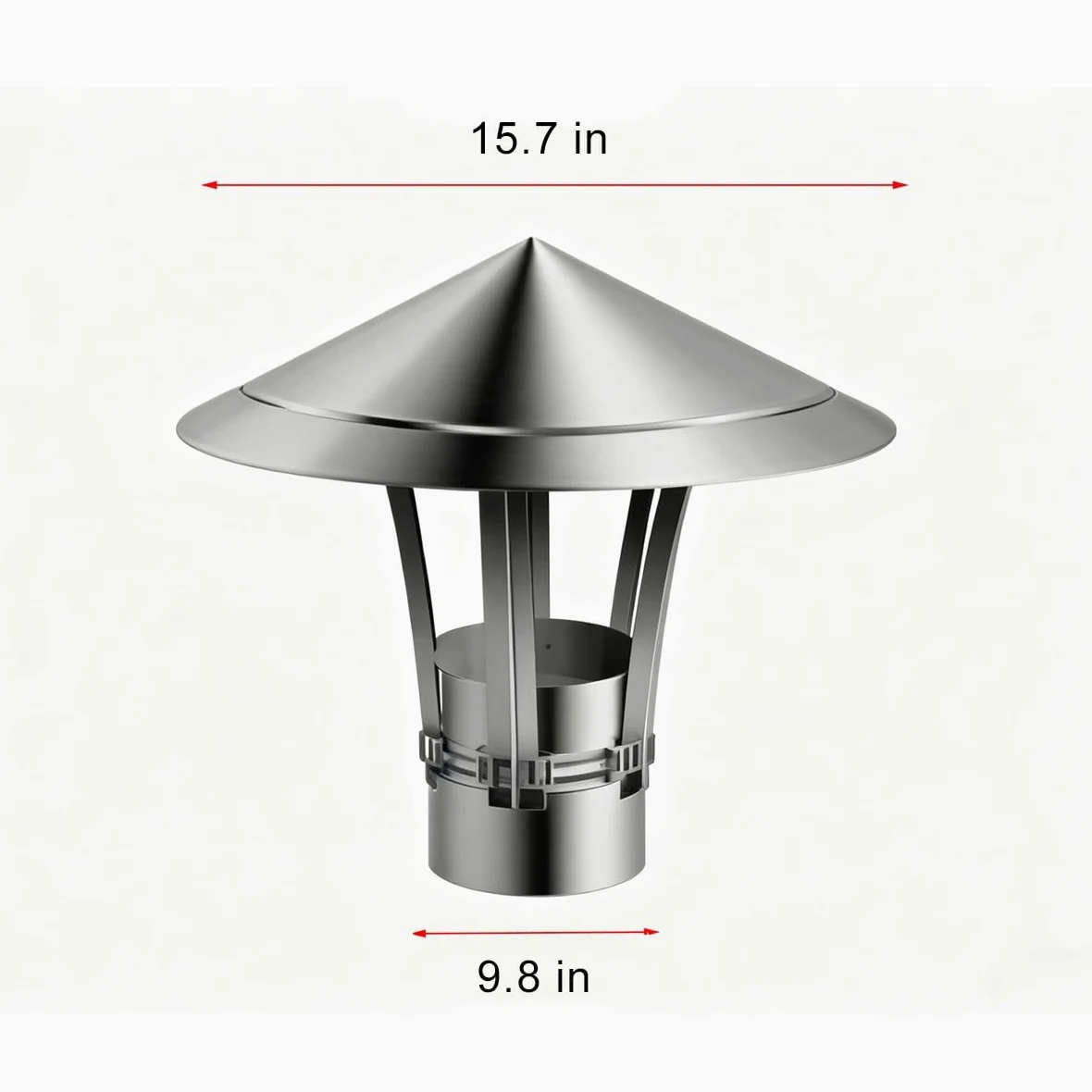 Tappo per canna fumaria rotonda regolabile in acciaio inox 201 (14 cm, 16,8 cm, 24,9 cm)