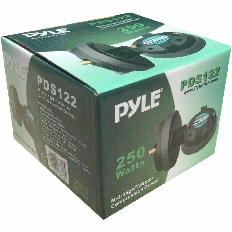 1 PYLE PDS122 driver a compressione tweeter 125 watt rms 250 watt max filettatura da 1" 2,50 cm per trombe dj casa feste cassa impedenza 8 ohm 95 db bobina 35 mm, 1 pezzo