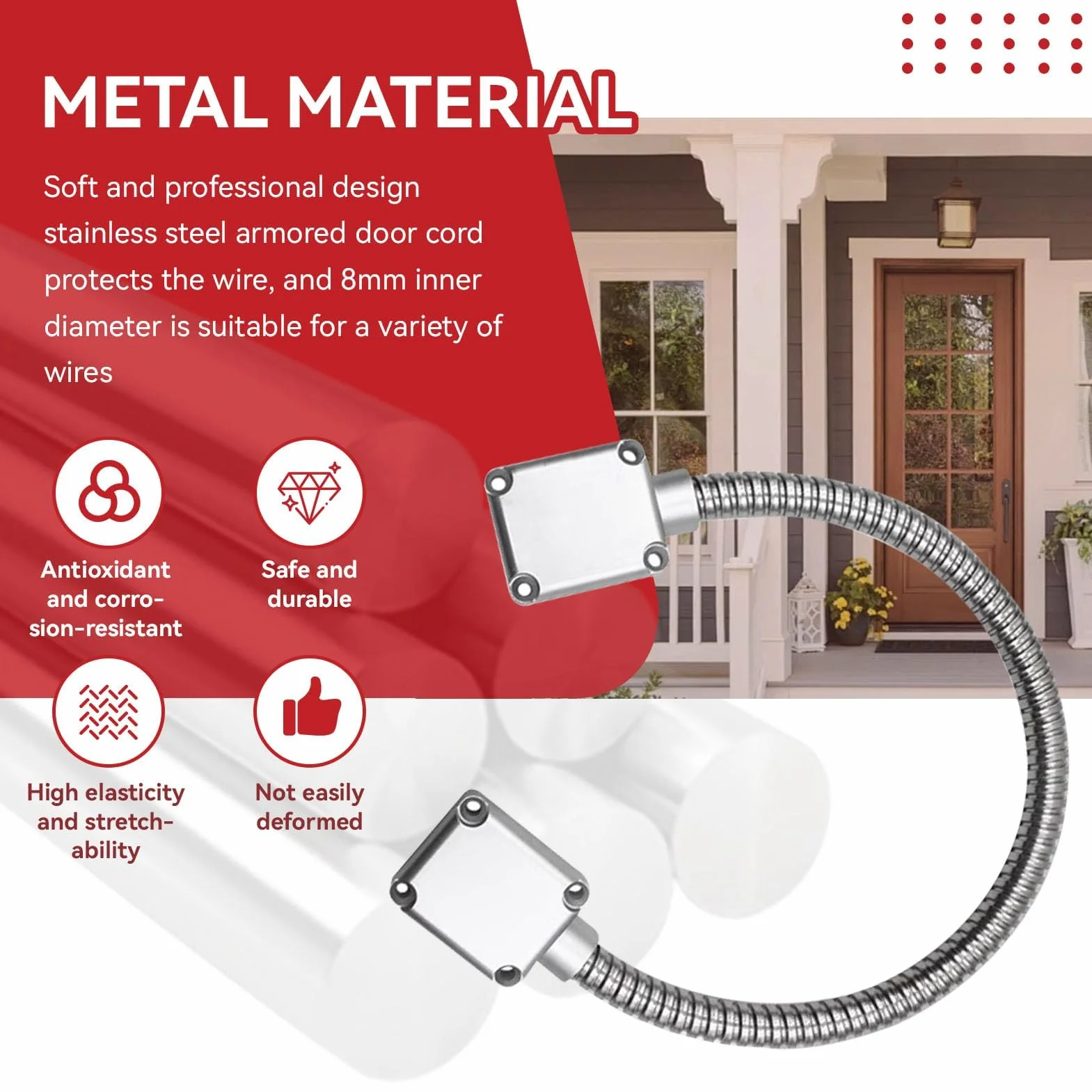 Cavo per Porta in Acciaio Inox Diametro Interno 8 mm Resistente all'Usura HERCHR