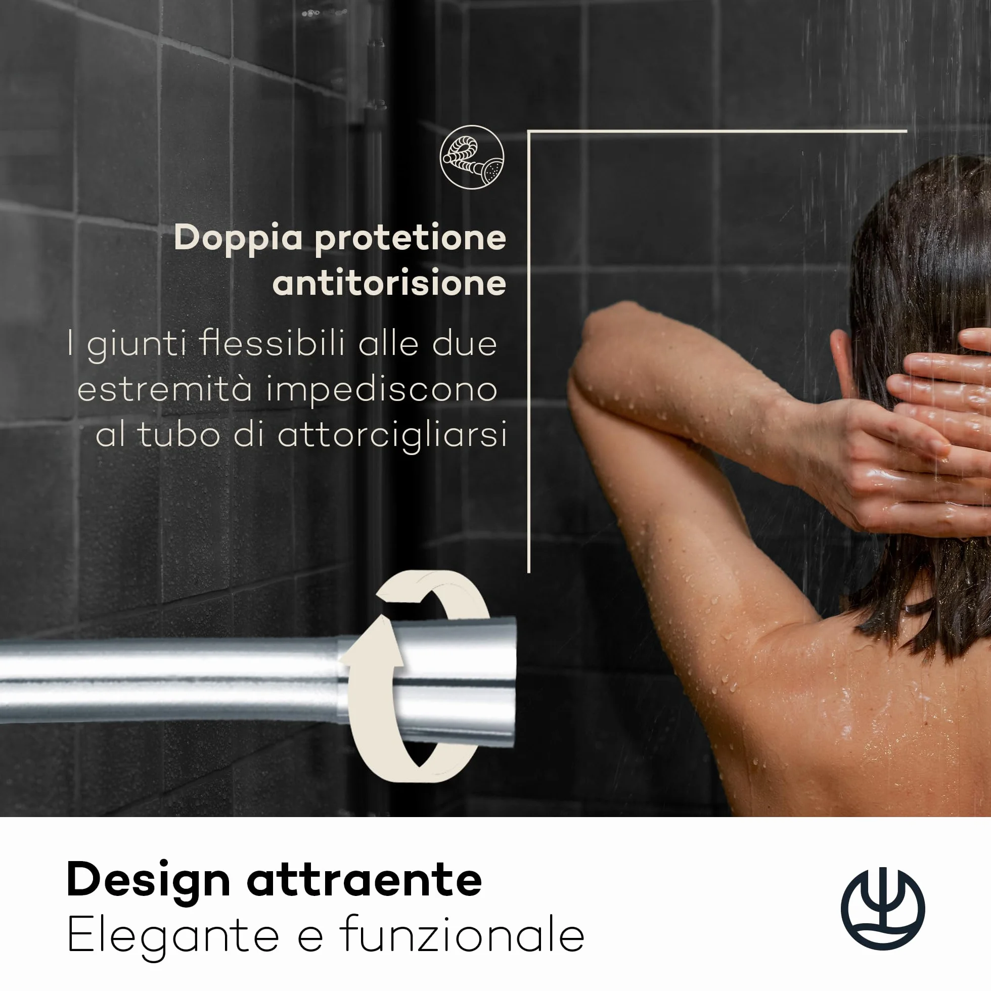 KLUDI-X3 tubo doccia universale 1,60 m, facile da pulire, flessibile doccia con doppia protezione antitorsione, resistente al kink, attacco standard, tubo flessible doccia cromo