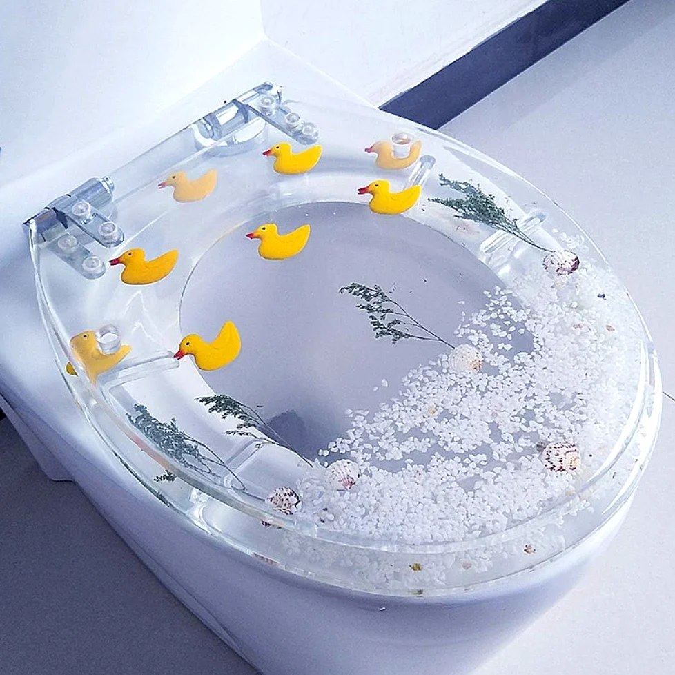 Sedile Wc Resina, Chiusura Ammortizzata, Forma Fiore Vero E Conchiglia | Installazione Rapida, Resistente Ai Graffi E Allingiallimento, Seduta Confortevole (B)