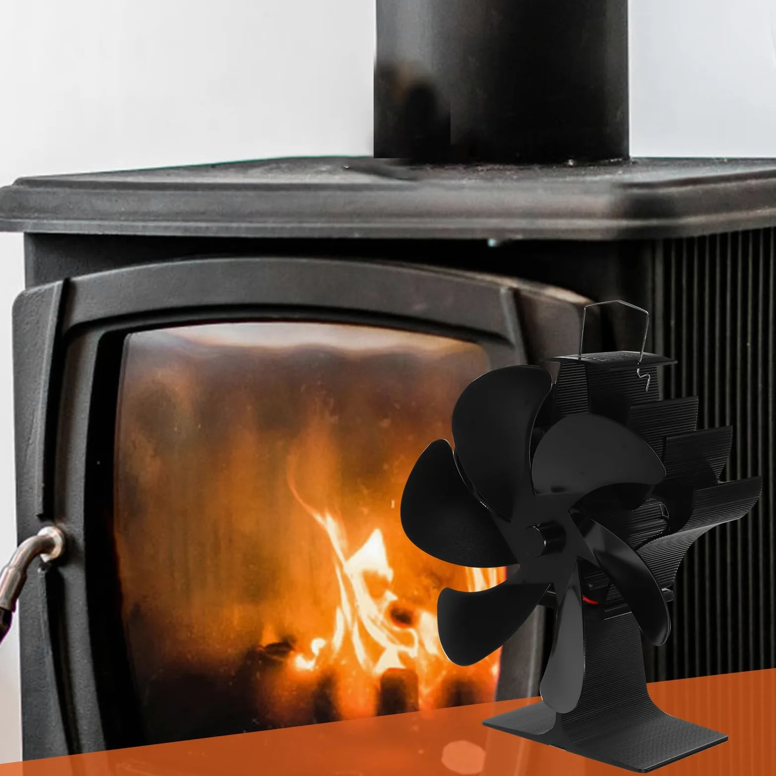 GALPADA Ventilatore per Stufa Legna Termoventilatore da Caminetto a 5 Pale in Lega di Alluminio, Silenzioso senza Elettricità, per Creare Un'atmosfera Estiva Confortevole