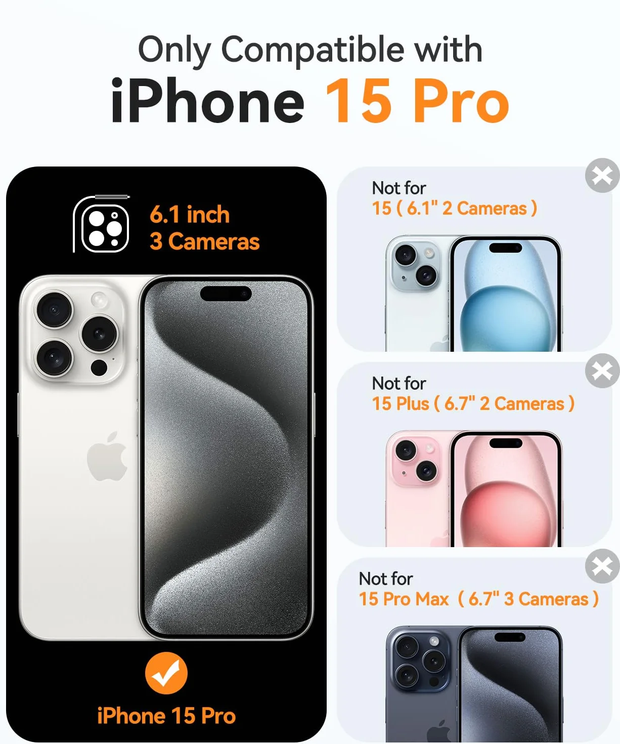 CANSHN Cover Magnetica per iPhone 15 Pro, Compatibile con MagSafe, [Protezione Completa Della Fotocamera], Custodia Traslucida Opaca Protettiva Sottile Antiurto 6,1 Pollici - Nero