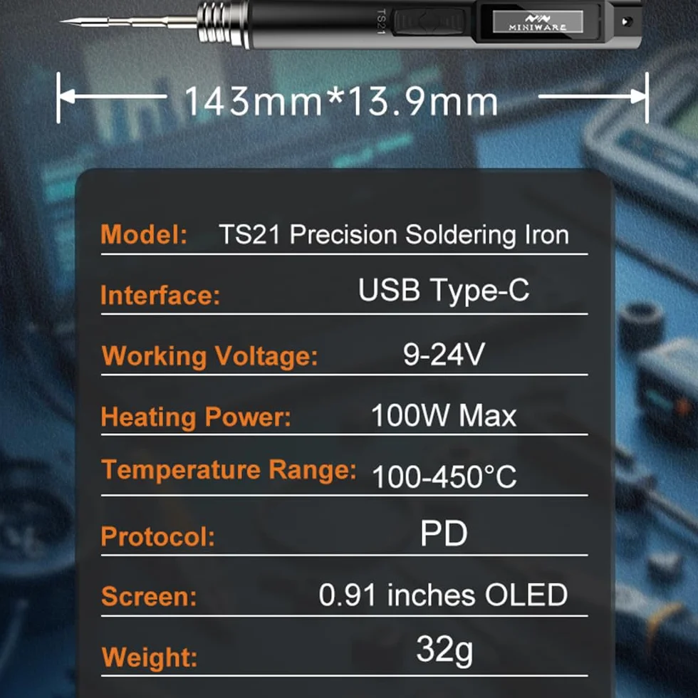 MINIWARE TS21 Saldatore digitale 65W corpo in lega di alluminio controllo temperatura portatile