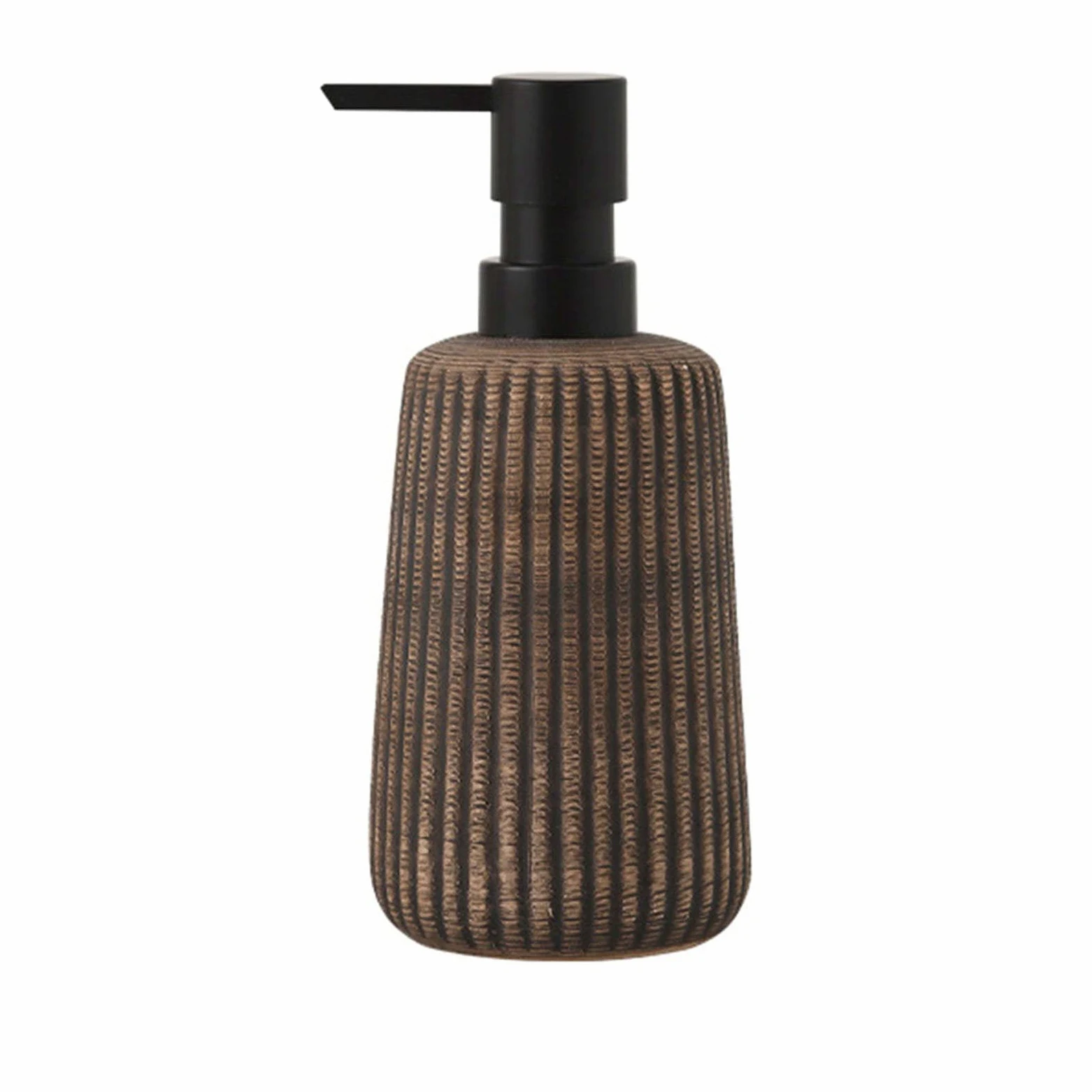 dispenser per sapone, Distributore di sapone, distributore lozione in ceramica, for le mani, ricaricabile - bagno cucina marrone scuro 400 ml/14 oz