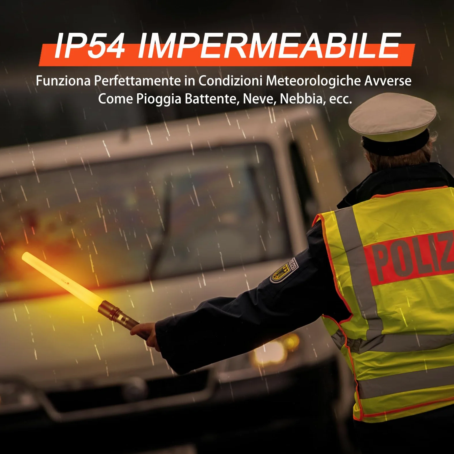 UltraFire Torcia a LED da 19 pollici, con barra di segnalazione da 850 lumen, 3 modalità con lampeggiante rosso per il controllo del traffico, aeroporto, vigili del fuoco, parcheggio, emergenza, UF