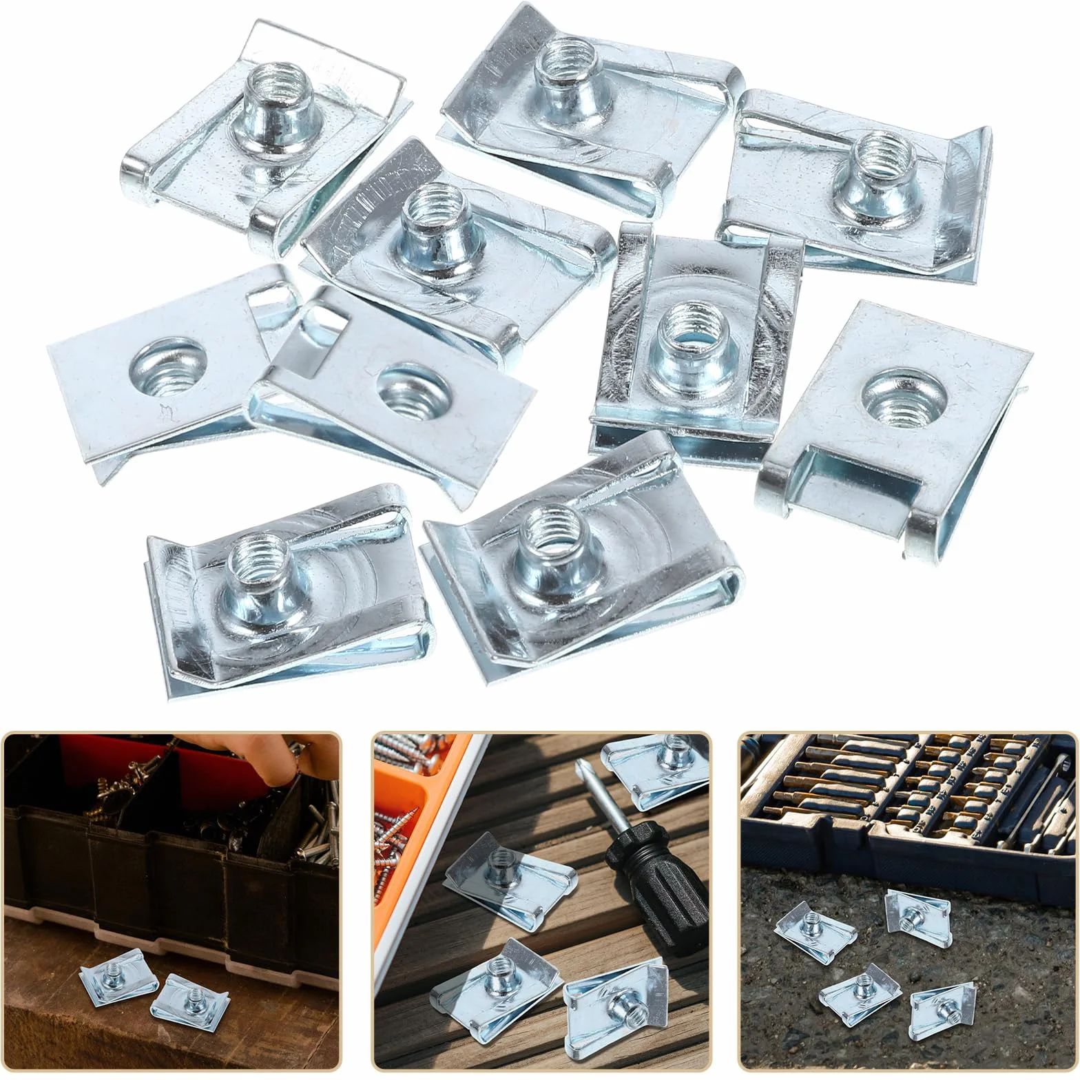 Mobestech Set 10 Pezzi U Clip per Bici - Dadi M5 Argento - Graffette Filettate per Pannelli Rivestimento