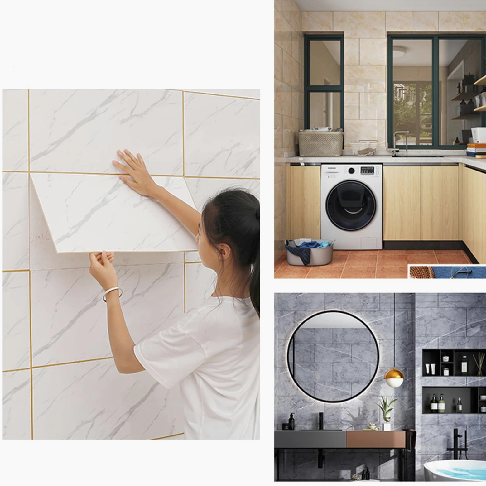 Pannelli Decorativi per Pareti, Piastrelle Adesive Cucina | 10 Pezzi 60x30 cm, Pannelli Decorativi Effetto,O,30x60CM | Pvc Impermeabile Per Pareti, Bagno, Cucina, Doccia e Soggiorno