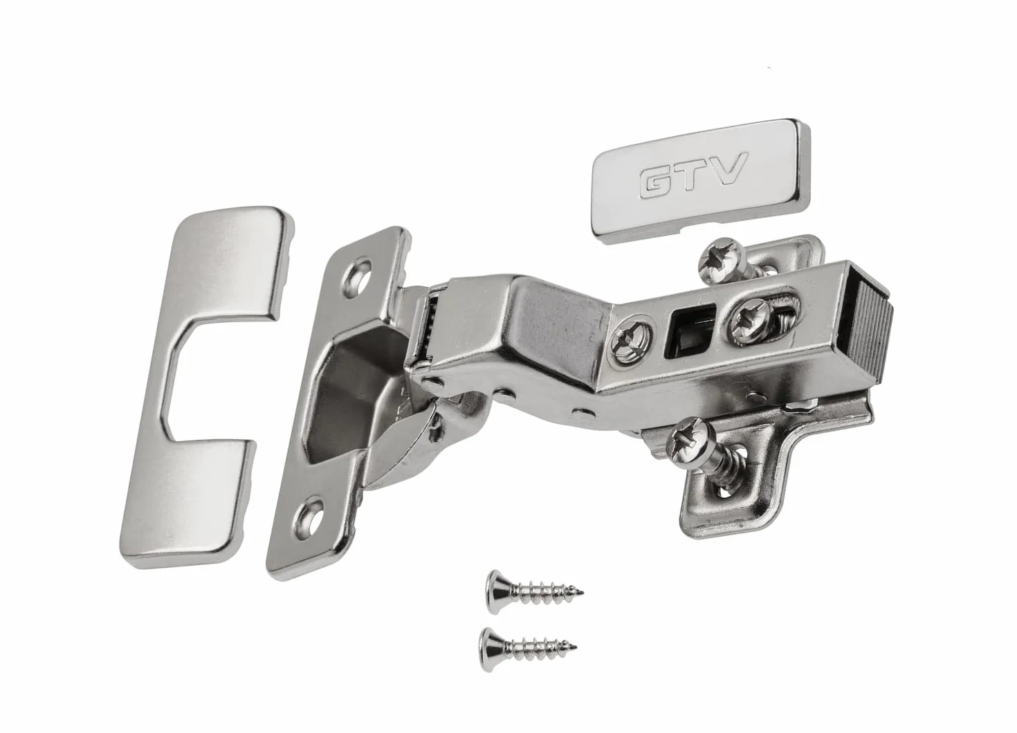 GTV Cerniera Idraulica ECHC per Mobili, Chiusura Ammortizzata, Regolazione 3D, Montaggio Clip-On, per Anta a Sormonto Interno, Diametro 35 mm, Nichel