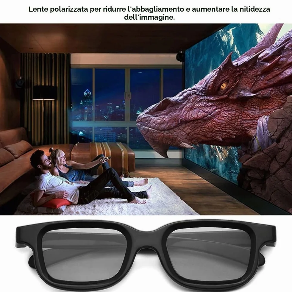 Occhiali 3D passivi polarizzati in 4 pezzi, occhiali 3D per schermo Cinema IMIX, TV 3D, giochi per PC o cinema RealD, video,