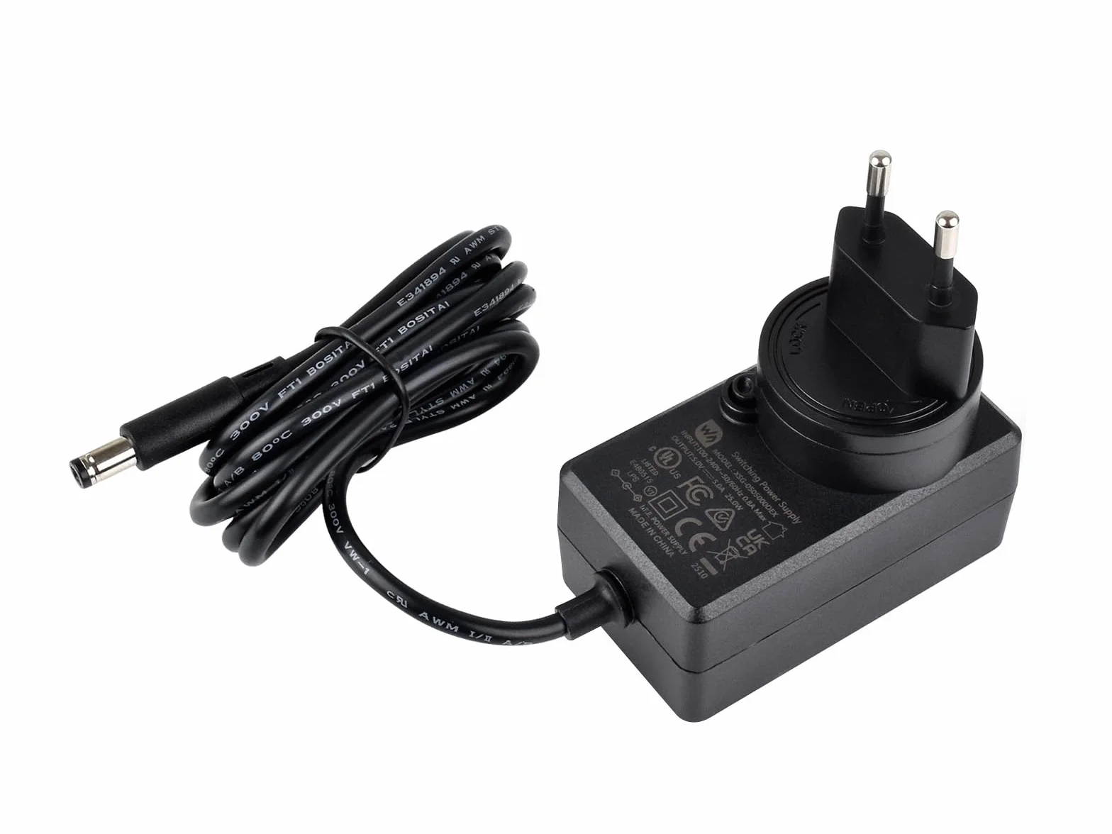 Waveshare Power Supply, Power Adapter, 5V / 5A, DC Jack Output, OD 5.5mm, ID 2.1mm, EU Plug