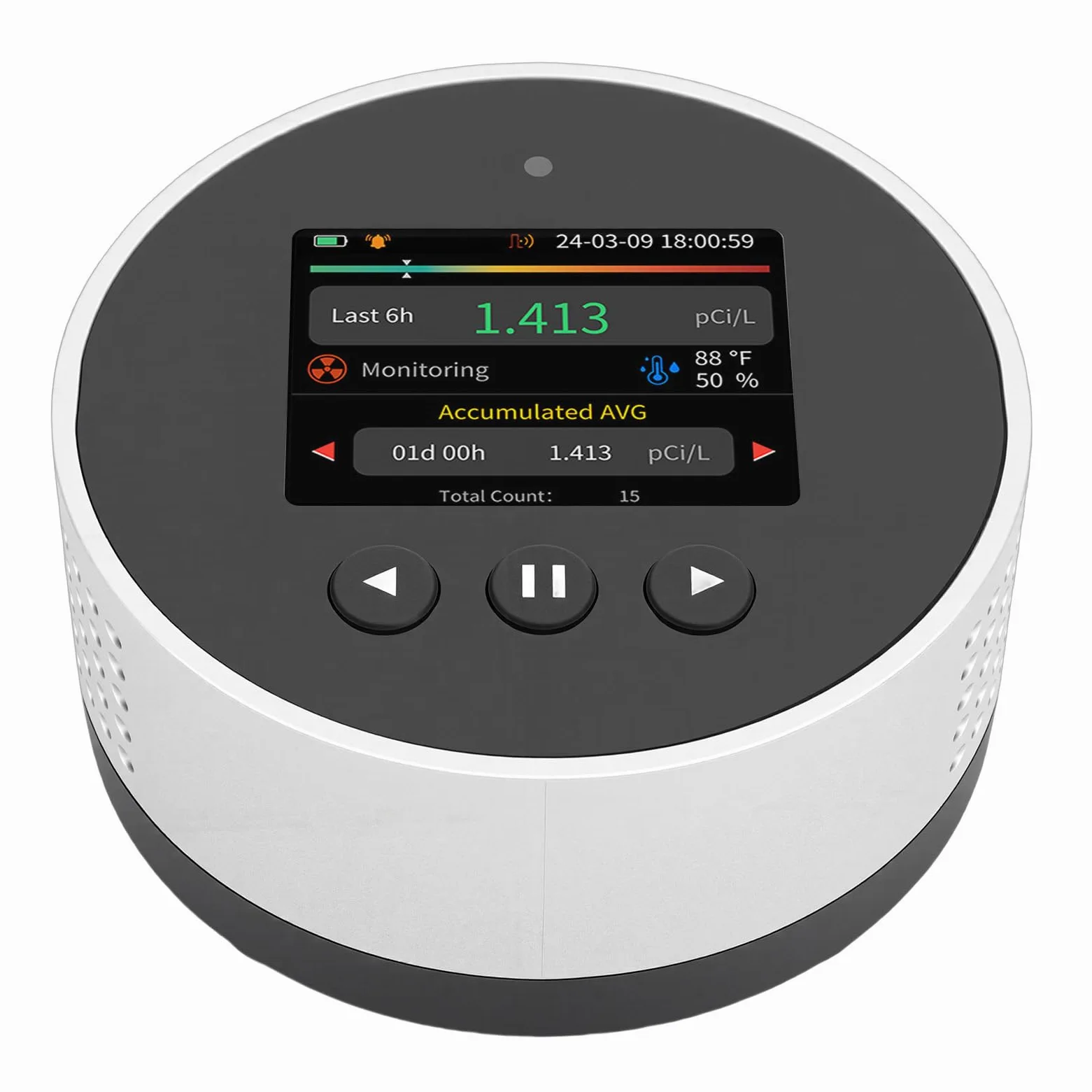 FTVOGUE Rilevatore di Radon Domestico, Rilevatore di Radon Digitale ABS con Display LCD e Campionamento di 1,5 Secondi, Letture a Lungo e Breve Termine, Batteria da 2000 MAh per Ufficio Scolastico nel