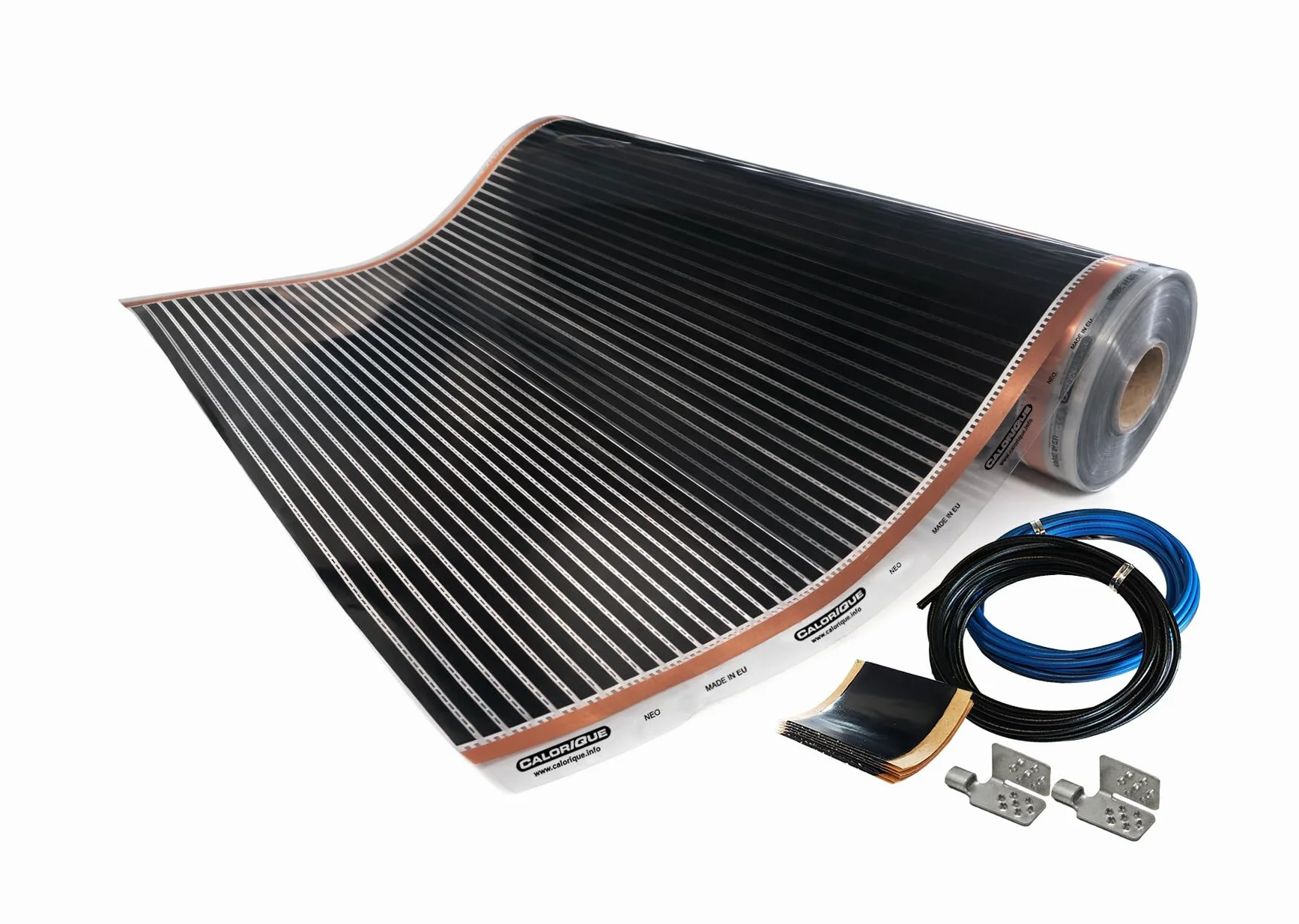 Pellicola Riscaldante a Infrarossi CALORIQUE NEO – Larghezza 100 cm – Copertura 1,5 m² – 150 W/m² – Riscaldamento Elettrico per Pavimento, Parete e Soffitto – Calore Uniforme – Basso Consumo