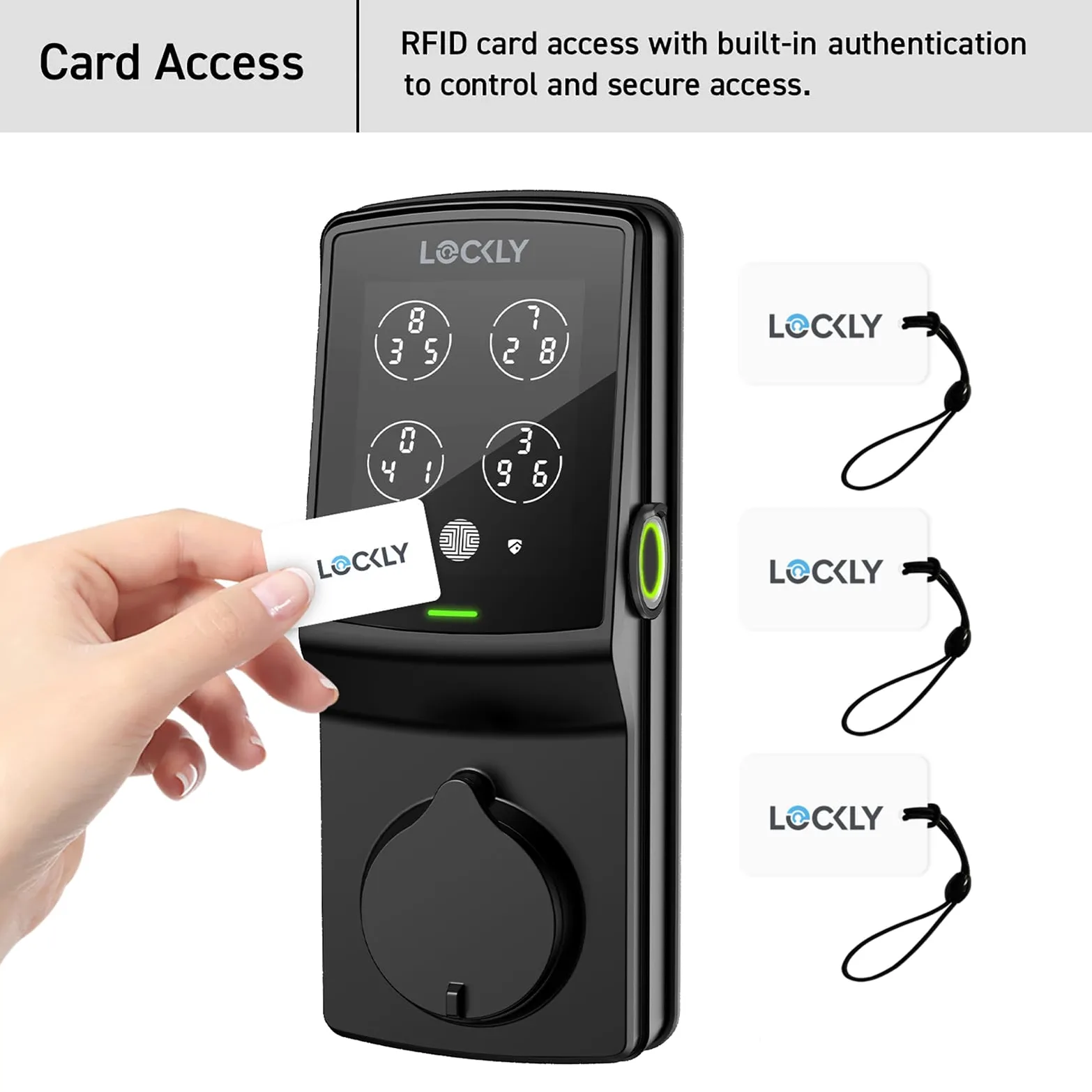 Lockly Smart RFID Cards, 13.56MHz RFID Key Fob RFID Card Smart Lock, Smart Card per serratura senza chiave - 3 pezzi bianco