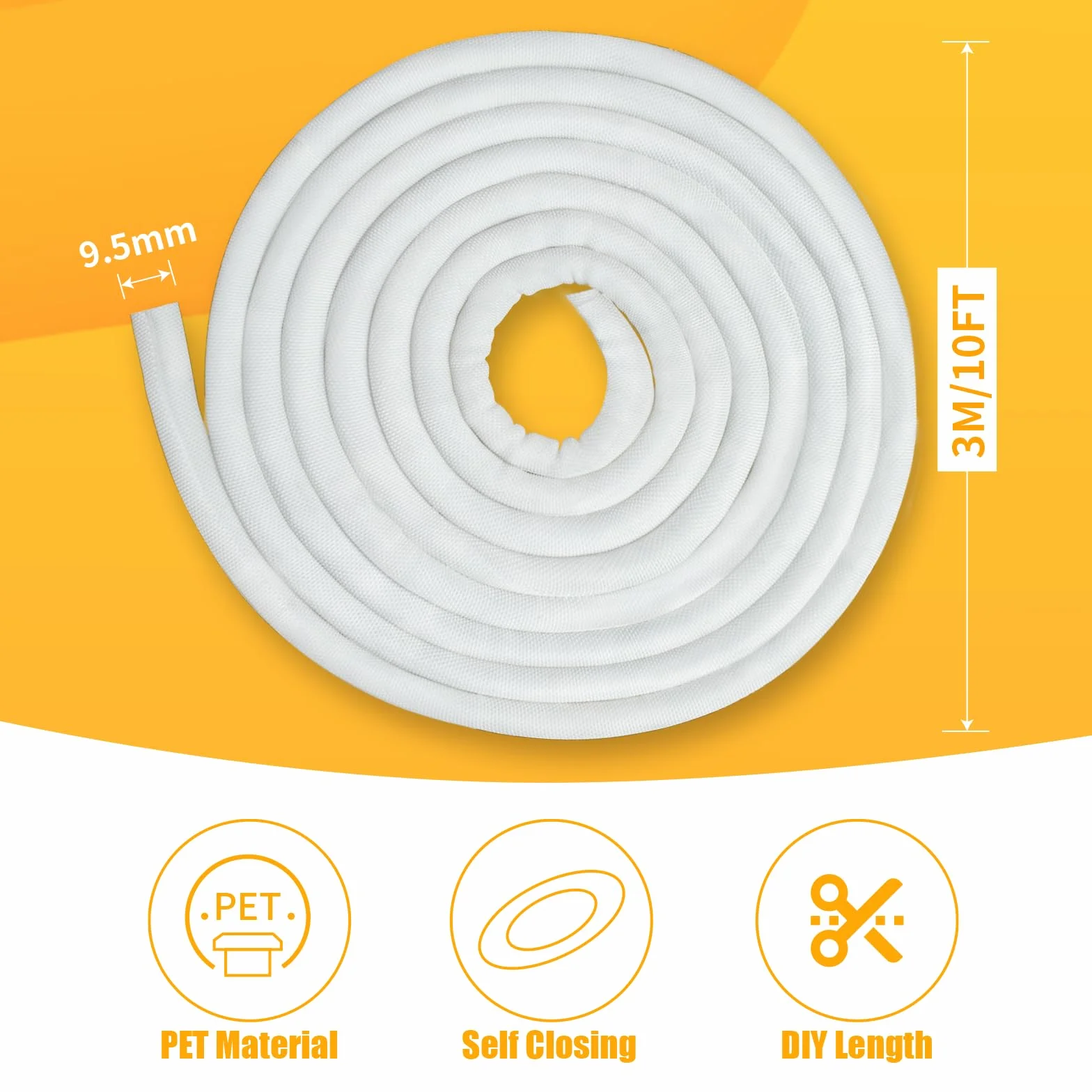 Cozary 3m Guaina per Cavi Elettrici Intrecciata 9.5mm Flessibile Self-closing Raccogli Cavi Tagliabile Espandibile Copri Cavo per TV Computer Auto