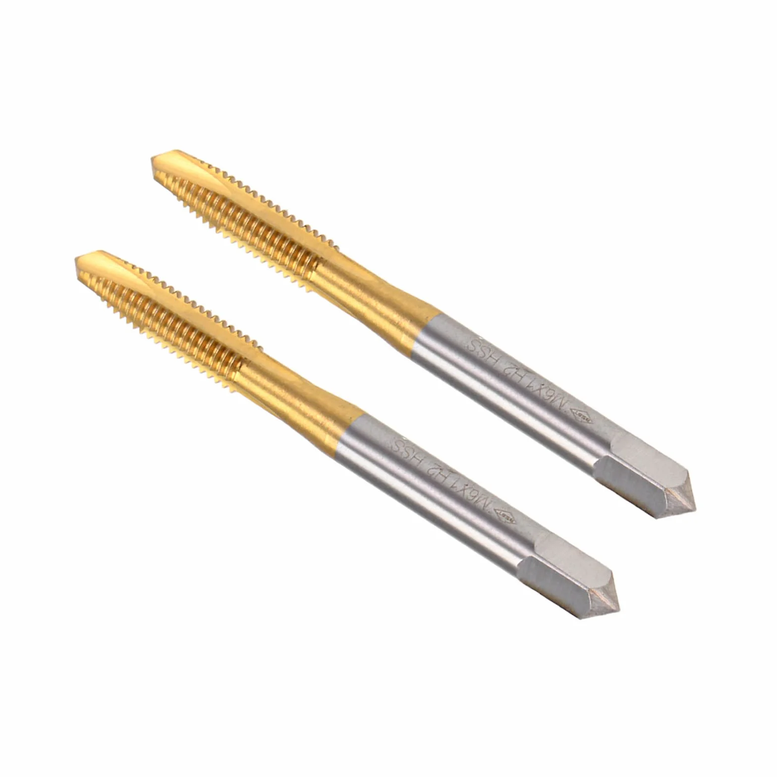 Spirale Punta Maschi Metrico M6 x 1 Filo Titanio Rivestito Acciaio 6542 Vite Fresatura Foratura Maschio, 2 Pezzi