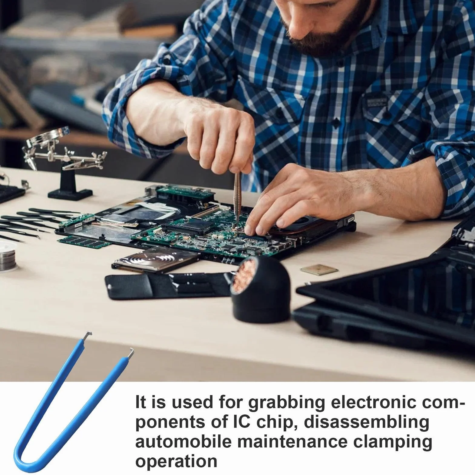 Estrattore IC a Forma di U per Chip, Scheda Madre, Impugnatura in Vinile Isolato, Acciaio Inossidabile