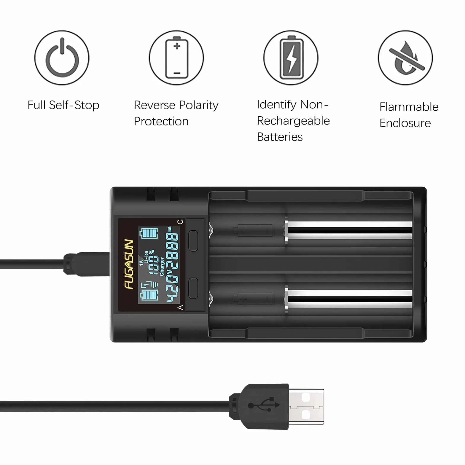 21750 21700 Caricabatterie,LCD intelligente 21750 18650 Caricabatterie Per 18650 20700 22700 26650 26700 16340 (RCR123) 17500 17650 17670 Batteria Ricaricabile con Scheda di Protezione PCB