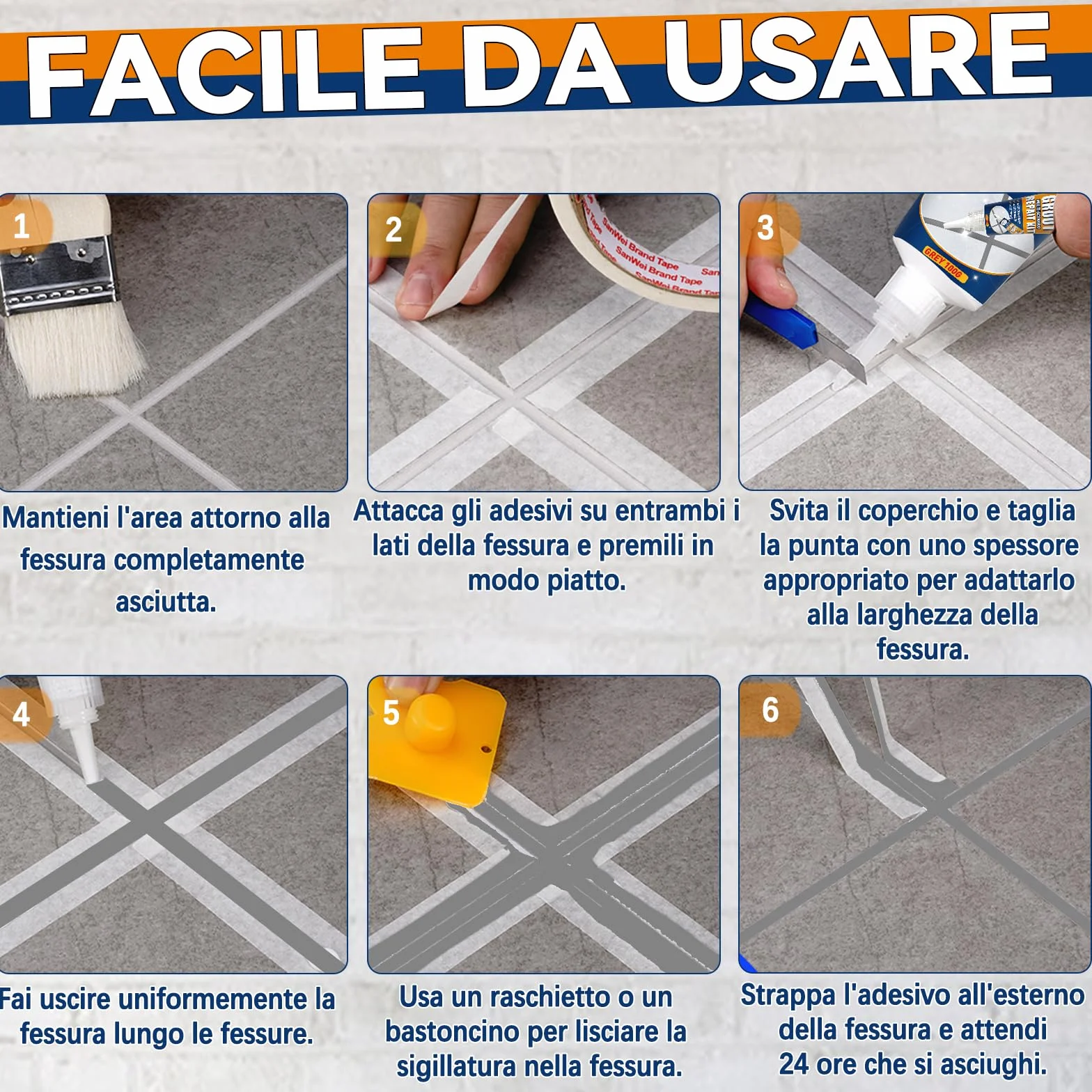 Kit Riparazione Fughe Piastrelle Ad Asciugatura Rapida Grigio 200G