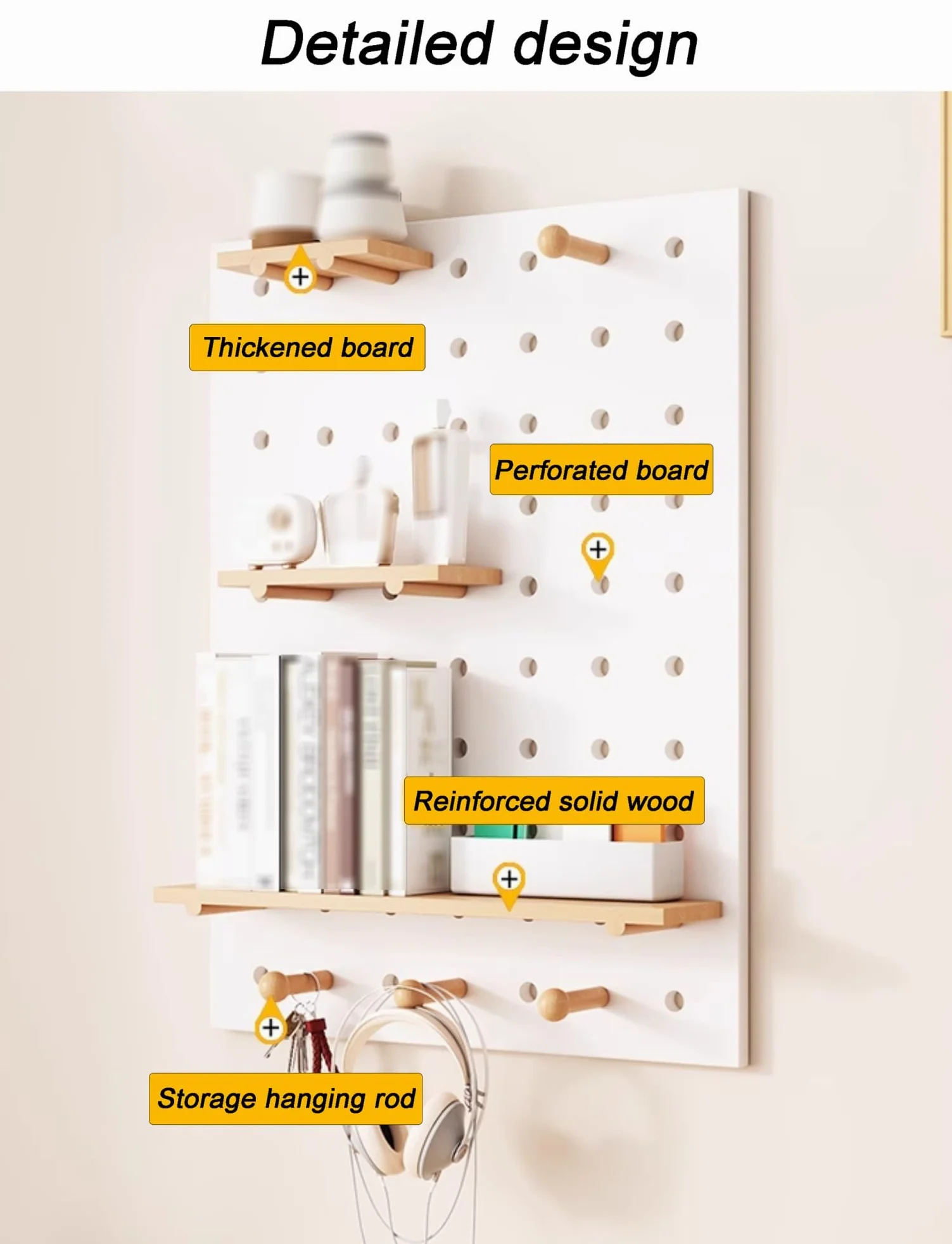 Pannello Forato espandibile in Legno | Kit di Pannelli portaoggetti Personalizzabili con Ganci e Accessori per Ufficio, Garage, Officina | Verde 40x60 cm (15,7x23,6 Pollici)