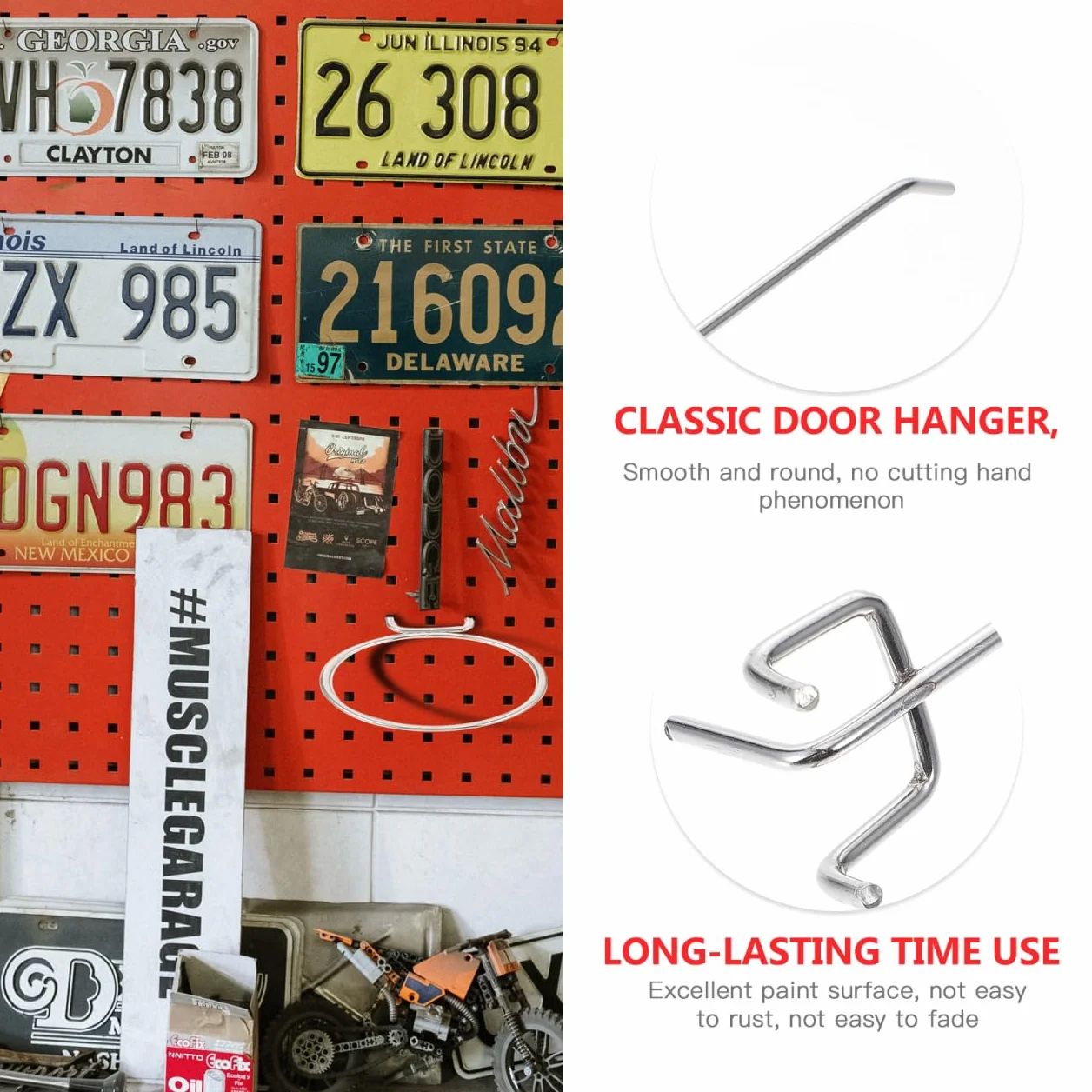 HEMOTON Metal Pegboard 40 Pcs Hooks Tool Organizer 20 cm