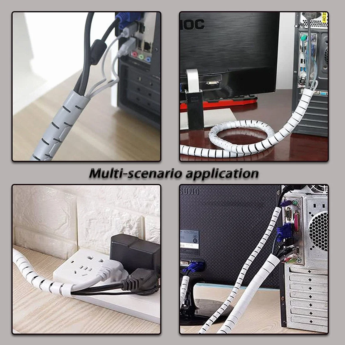Spirale Avvolgi Cavo Flessibile 3M Guaina per Cavi Raccogli Spiralato con Fermaglio Guidafilo ∅0.87"