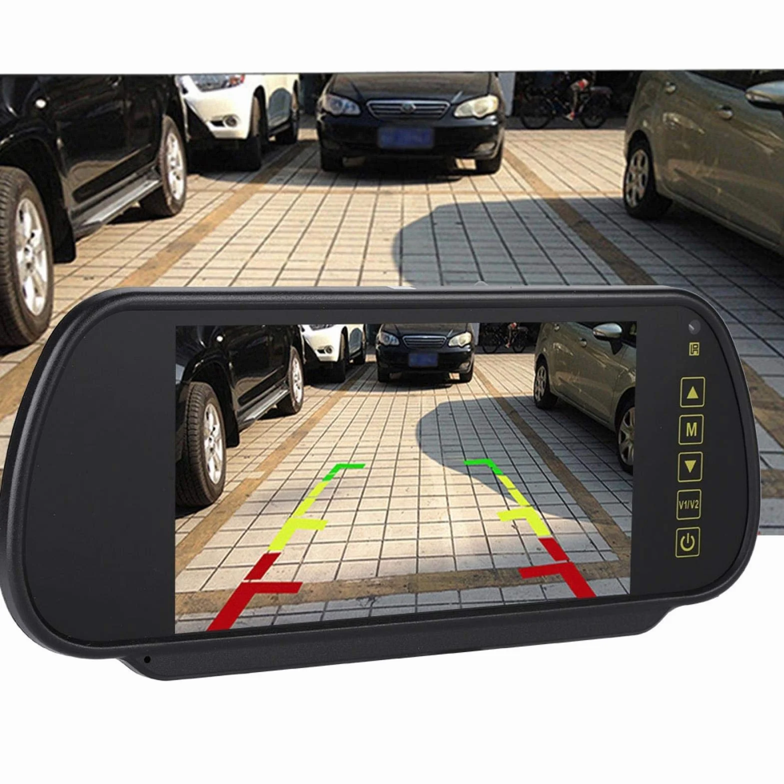 Specchietto Retrovisore per Auto da 7 Pollici, Colori HD 800 x 480 Schermo LCD Auto 7 Pollici Monitor per Retrocamera Auto, DVD Media Player