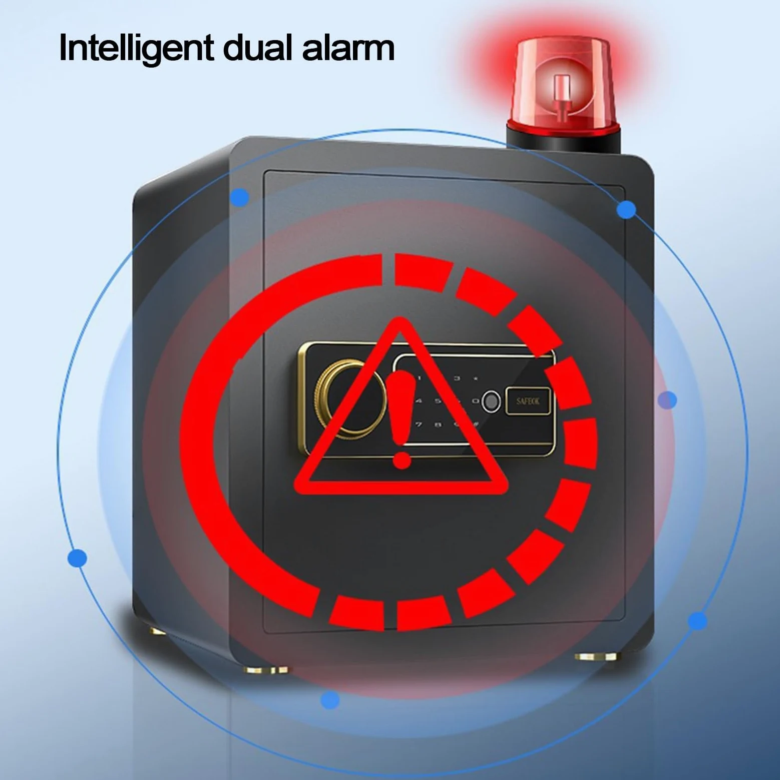 Cassaforte Piccola con Impronta Digitale Ignifugo Cassaforte Interamente In Acciaio con Touchscreen Intelligente Doppio Allarme Intelligente Safe per La Casa, L'hotel e L'ufficio(Black,38x45x33cm)