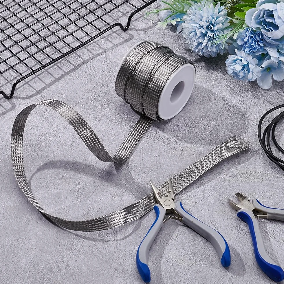 UNICRAFTALE Manicotto intrecciato largo 12 mm in acciaio inox per cavi schermatura, cinghie di protezione in rete metallica, flessibile, espandibile, scalabile, per proteggere il cavo, 6 m