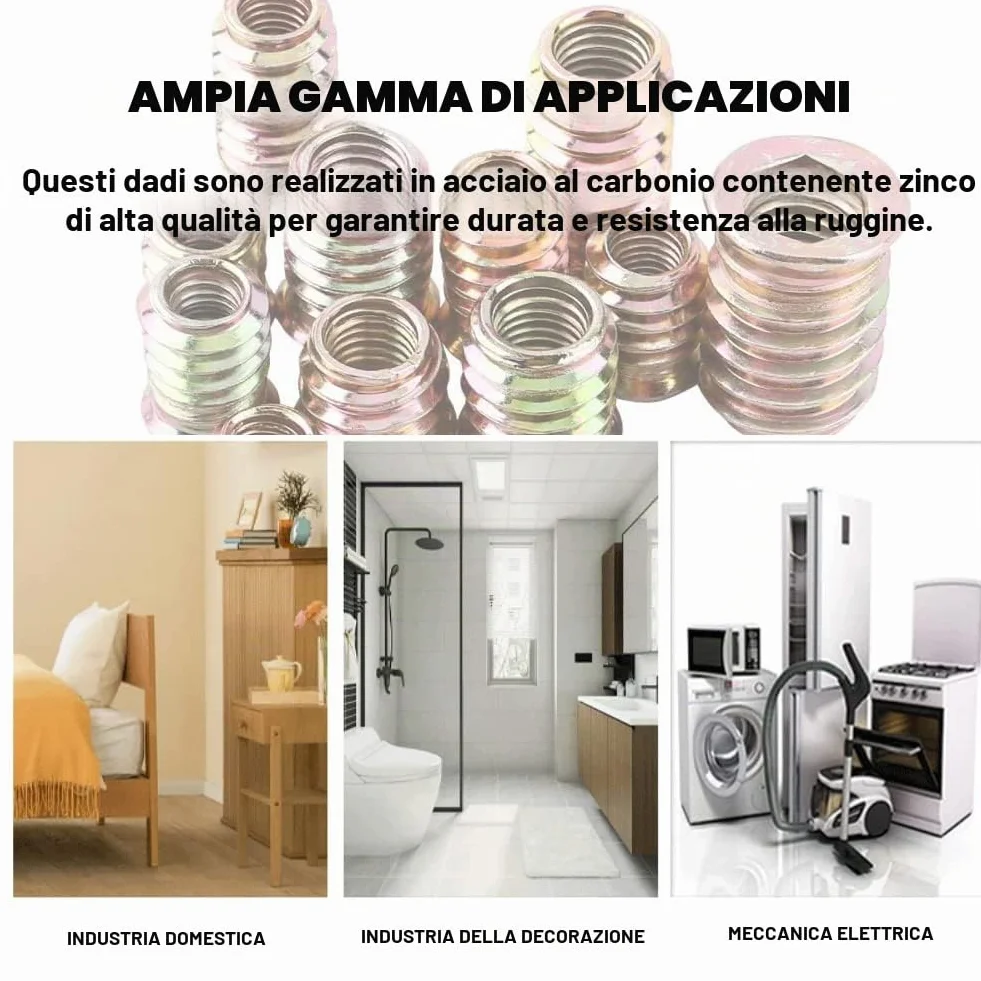 20 Pezzi Inserti Filettati M8 per Legno, Dado in Acciaio al Carbonio con Esagono Incassato per Mobili (M8*20mm)