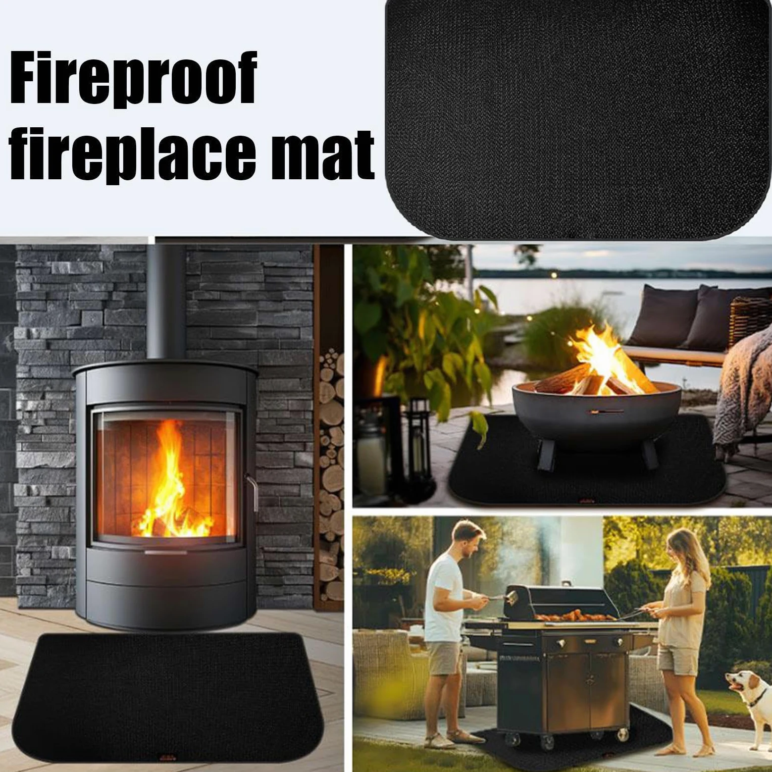 Tappeti Per Ignifughi Resistente Al Calore Ignifugo Antiscivolo | Tappetino Per Stufa A Pellet Focolare Pavimento Per Interno Ed Esterno, Soggiorno, Cucina, Casa, Appartamento, Pavimento,