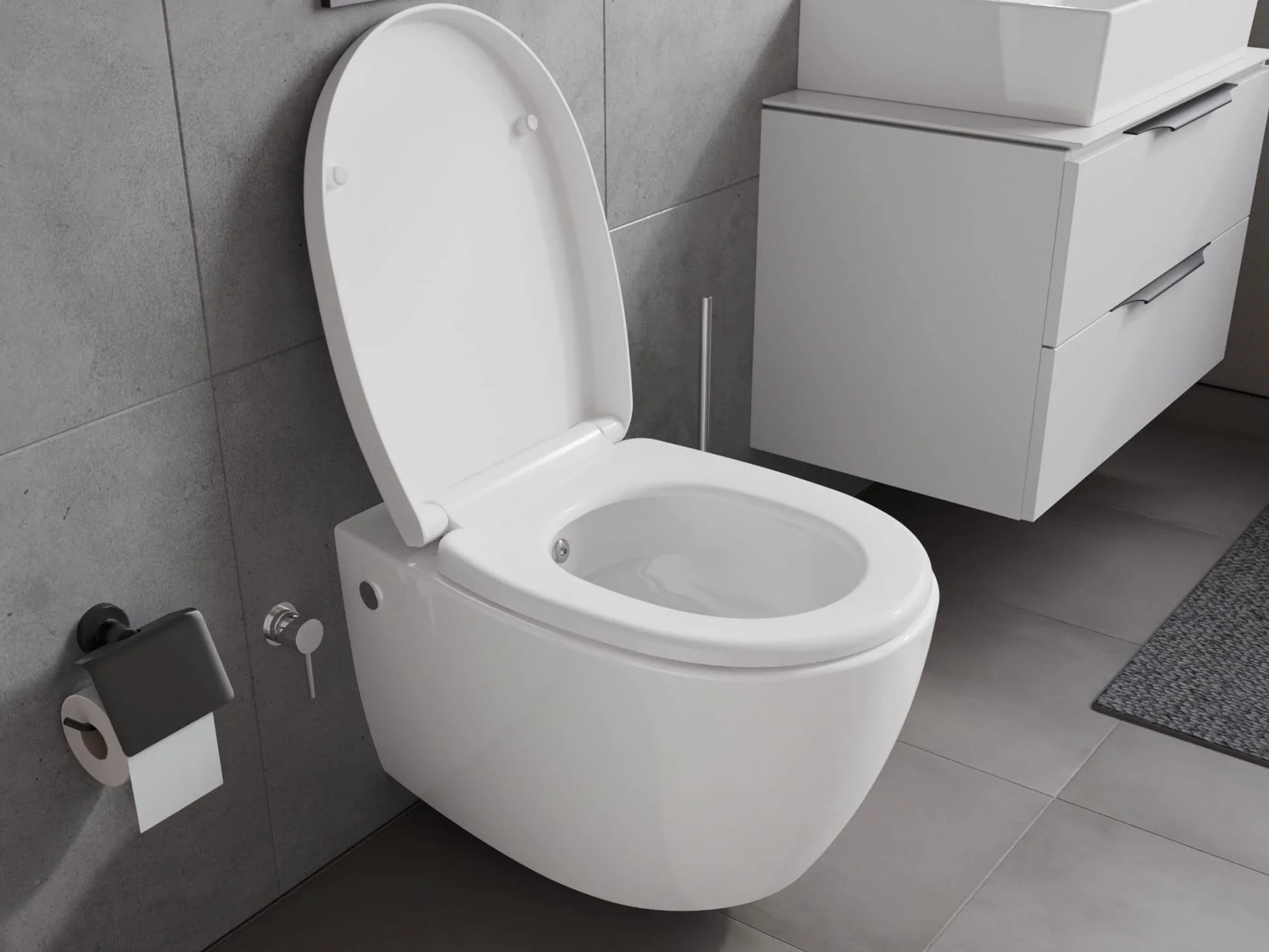 Aqua Bagno WC Taharet sedile per WC da doccia Soft Close sospeso con funzione bidet e sciacquone profondo ceramica