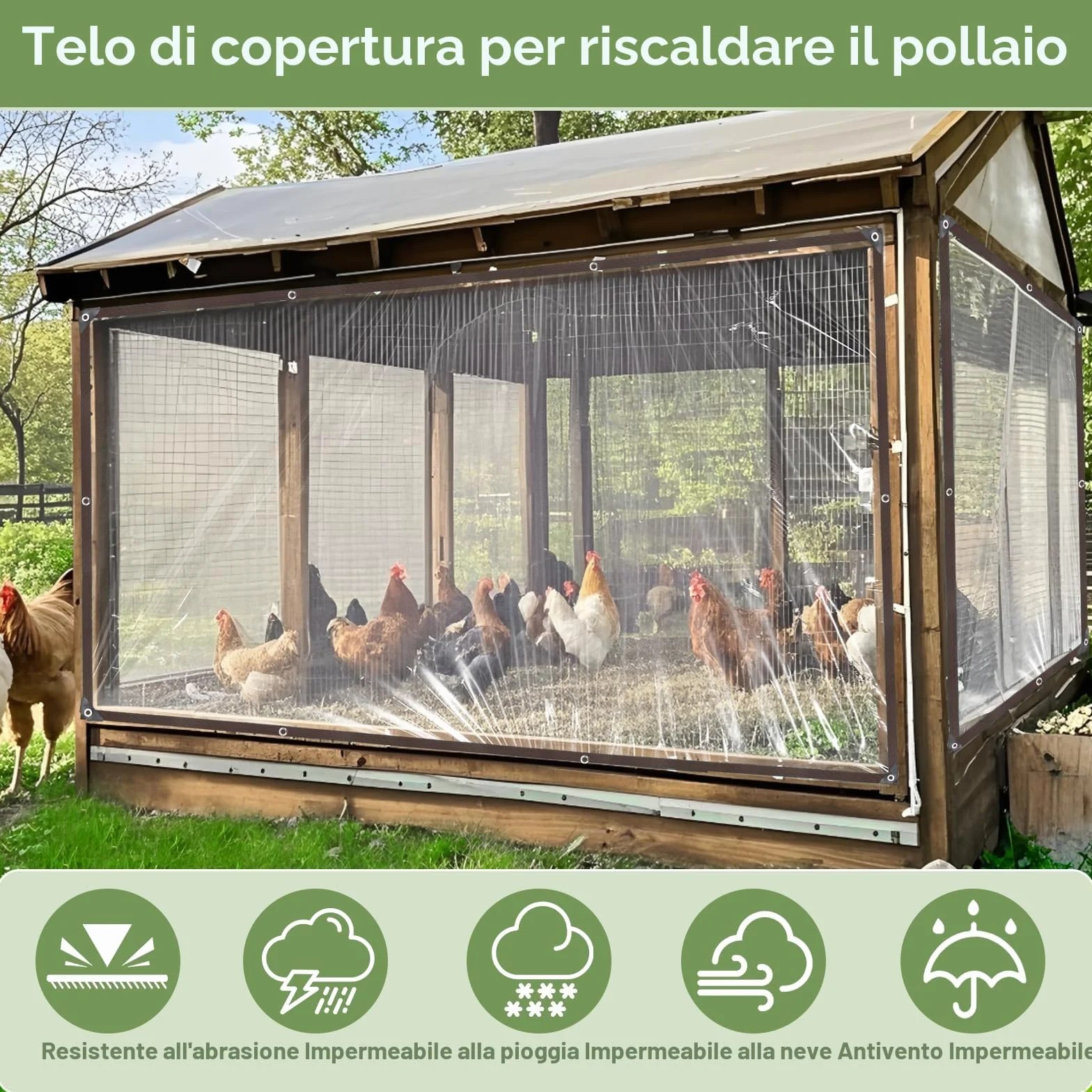 telone trasparente occhiellato,tteloni impermeabile per esterno telo plastica polietilene con occhielli trasparenti occhiellati tende per antipioggia balcone legno pianta Giardino 2 x 3 m