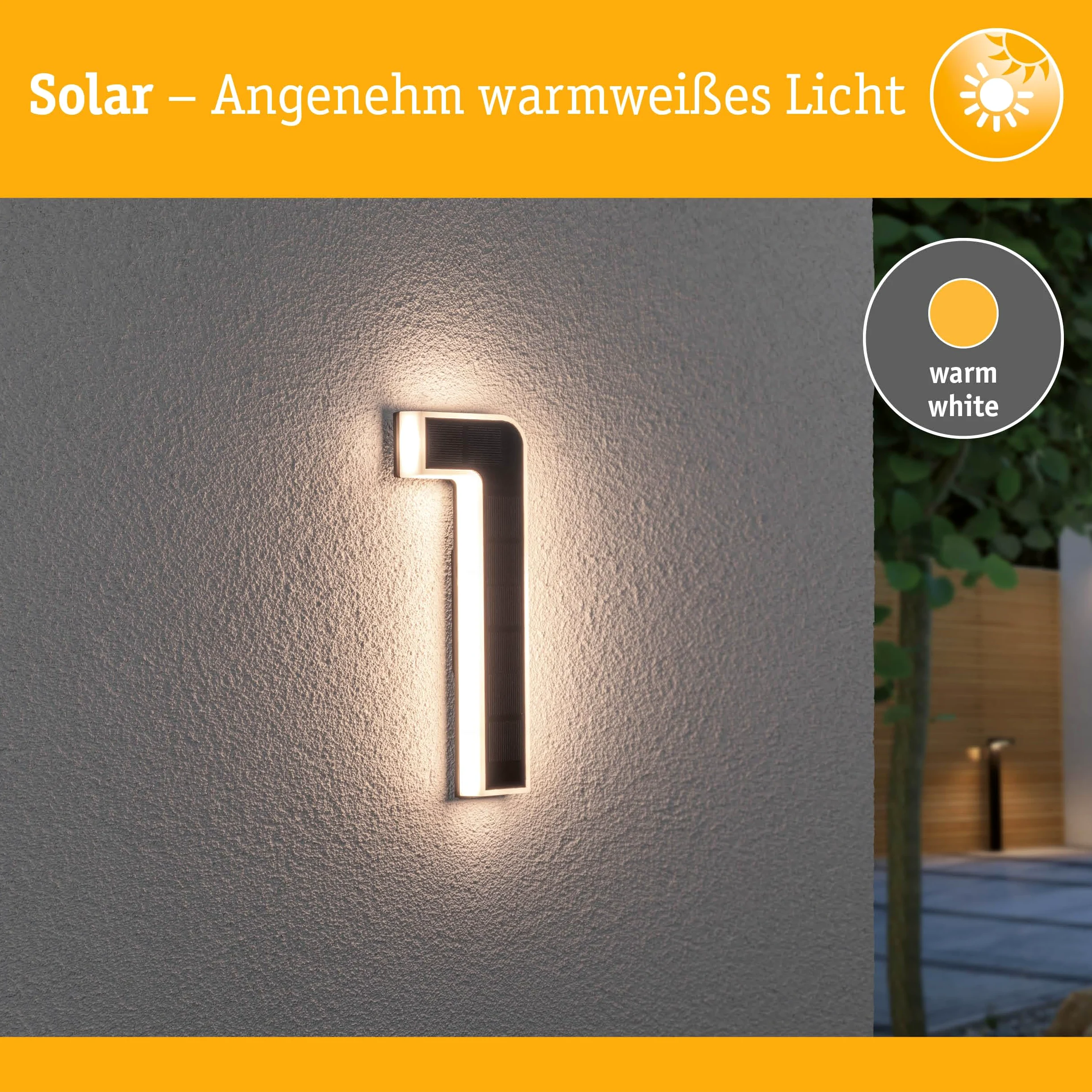 Paulmann 79842 Lampada solare LED per numero civico 1 IP44 bianco caldo batteria sostituibile incl. 1 da 0,2 W nero plastica luce solare 3000K