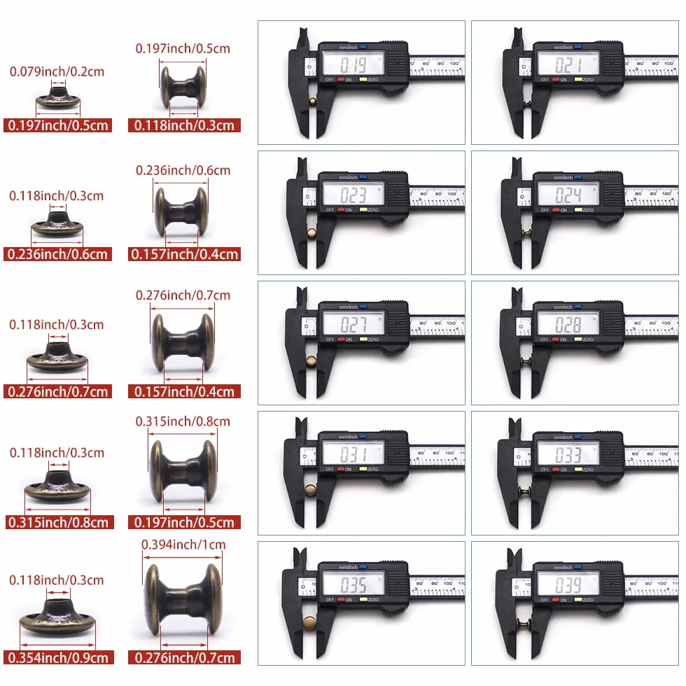 400pcs Rivetti in Pelle a Doppia Testa in Metallo 5x7mm per Riparazioni Scarpe Cinture Fai da Te