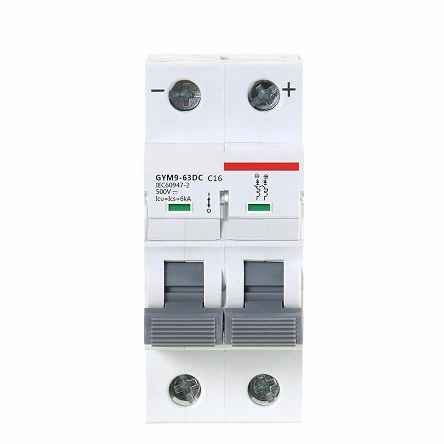 Interruttore magnetotermico DC DIN Rail 6KA 2P 500V Mini DC 6A 10A 16A 20A 25A 32A 40A 50A 63A 1 pz(6 Years)