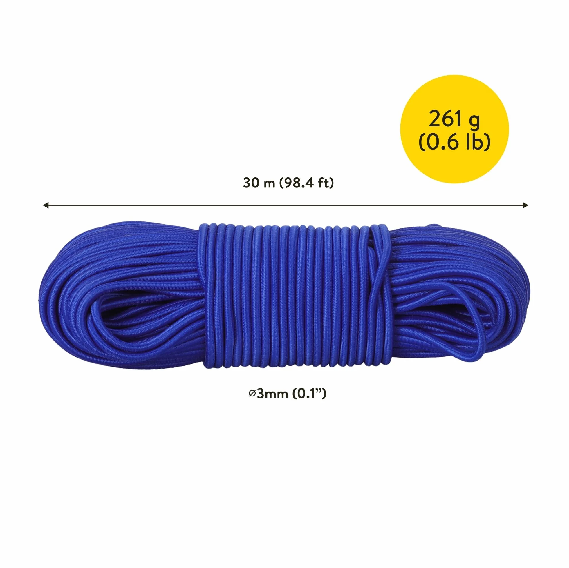PRETEX Corda Elastica - Ø 3 mm x 30 m - Durevole per Teloni e Striscioni - Cinghia Portapacchi per Lavori Fai da Te e Imballaggio - Resiste alle Intemperie e ai Raggi UV - Blu