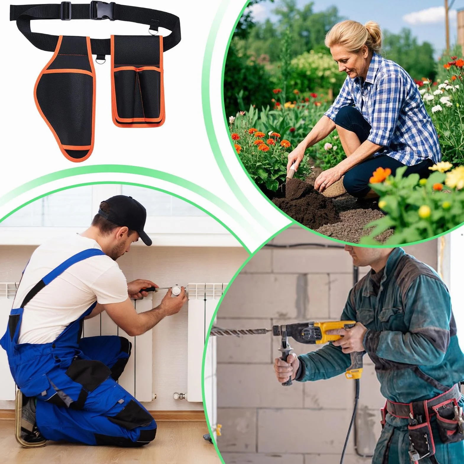 Cintura per attrezzi da giardino regolabile impermeabile multifunzione per adulti