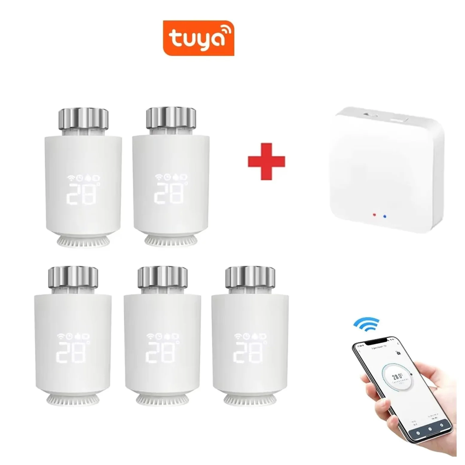 Attuatore For Radiatore Tuya Termostato Smart TRV Valvola Termostatica Regolatore Di Temperatura Supporto Home Risparmia Sui Costi Di Riscaldamento Energetico(3 PCS with 1 Gateway)