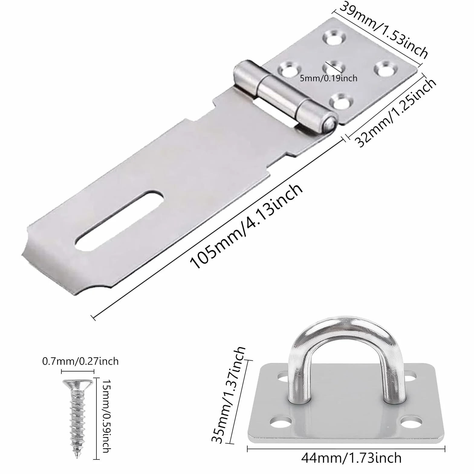 Lucchetto Hasp 4 Pollici in Acciaio Inox per Porta, Garage, Armadio