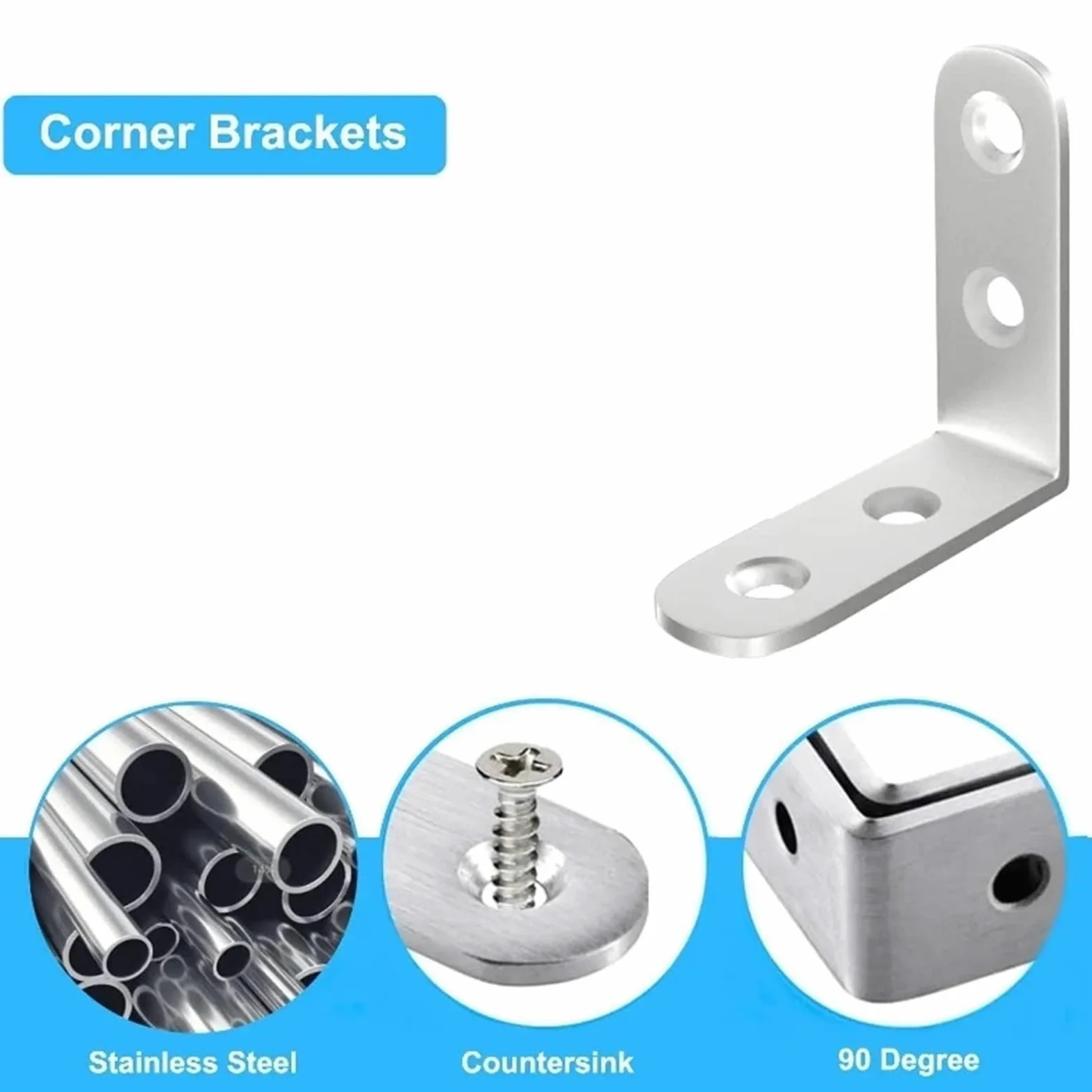 Staffe A L In Acciaio Inossidabile Da 10 Pezzi - Staffa Angolare Ad Angolo Retto for Scaffali, Mobili In Legno, Sedia, Cassetto Con Viti