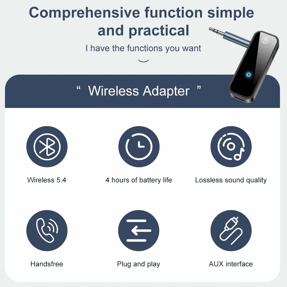AXFEE Trasmettitore Bluetooth 5.4, con RCA & 3.5mm AUX Plug and Play, per Cuffie/Smartphone/Aereo/TV/PC/Bluetooth Apparecchio Acustico/Altoparlante