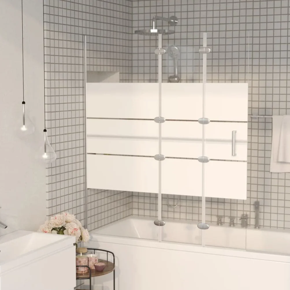 Box doccia pieghevole ESG, 120 x 140 cm, bianco, telaio in alluminio con maniglia, per bagno, paraspruzzi, guarnizioni e accessori di montaggio, adatto per bagno e impianti sanitari