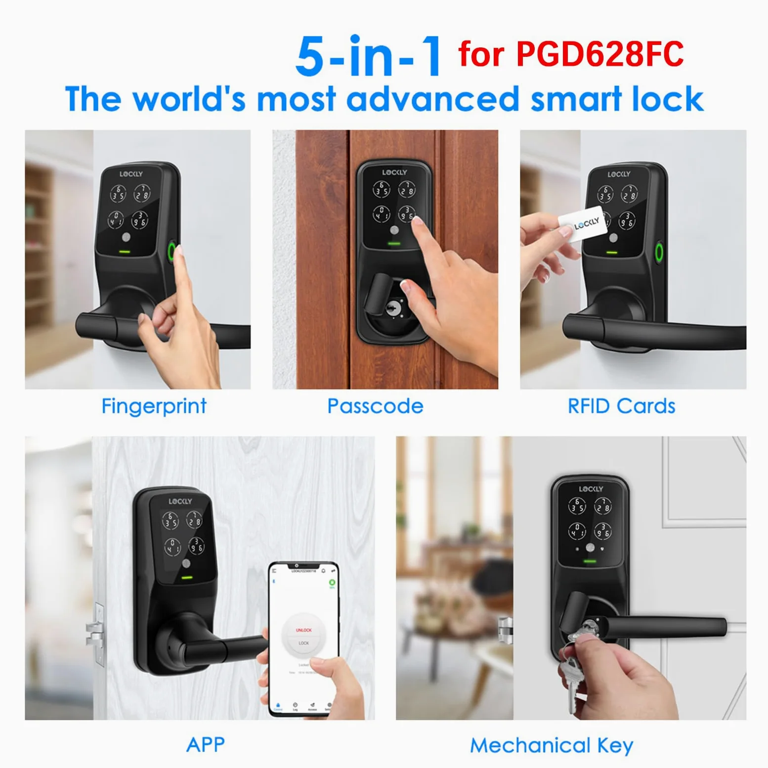 Lockly Smart RFID Cards, 13.56MHz RFID Key Fob RFID Card Smart Lock, Smart Card per serratura senza chiave - 3 pezzi bianco